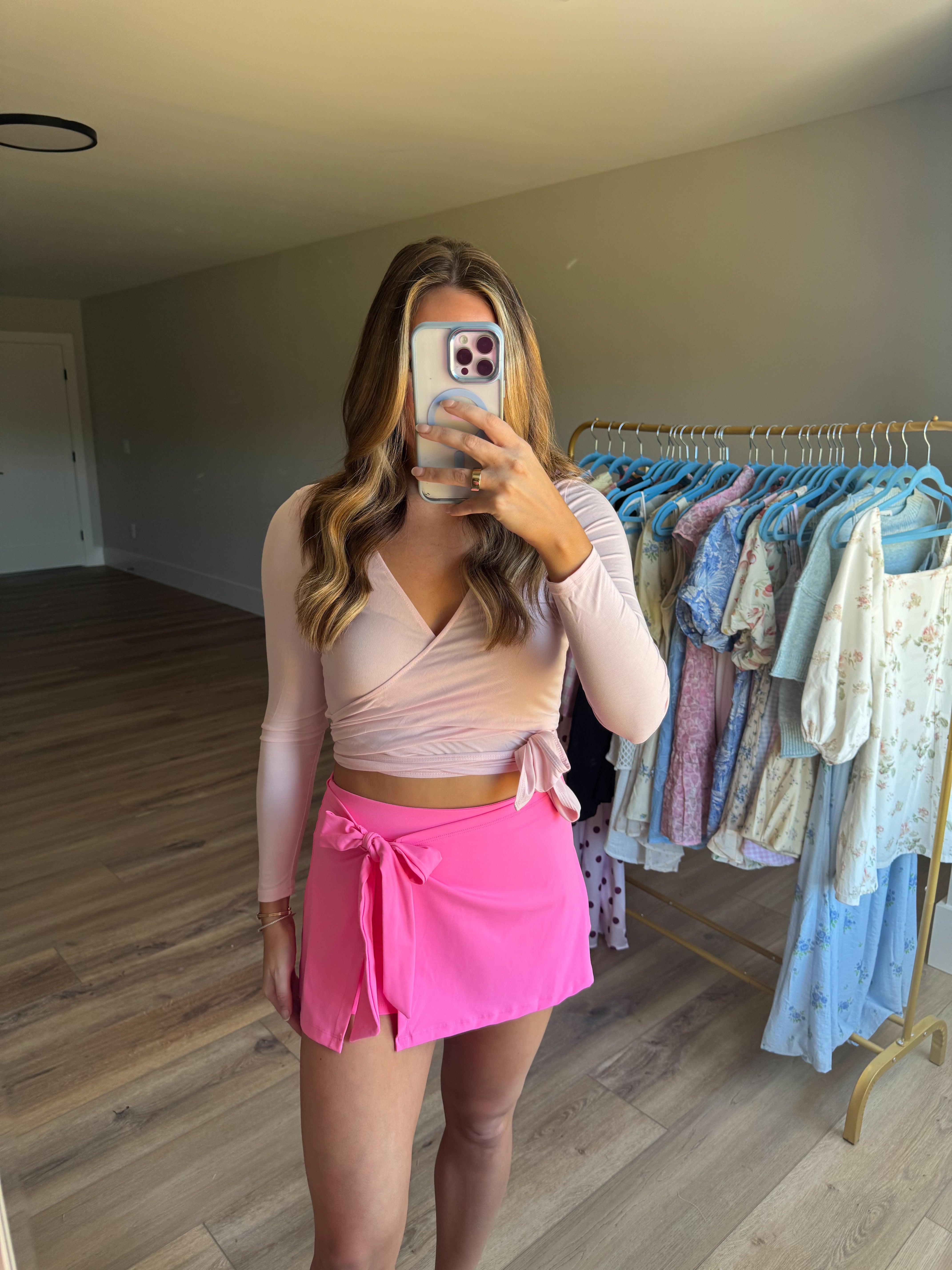Wrap Tie Skort - Pink
