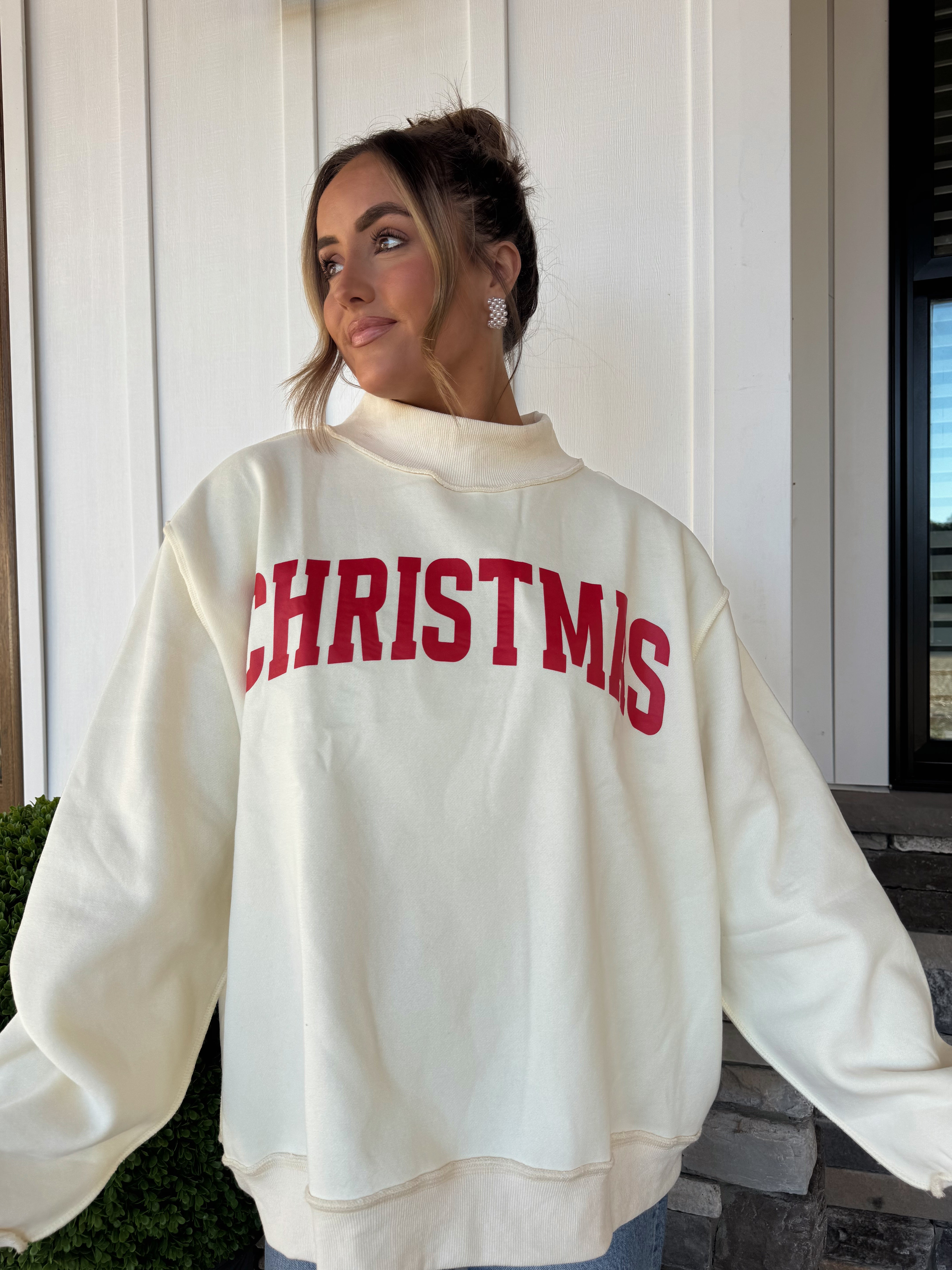 Merry Christmas Reversible Mockneck