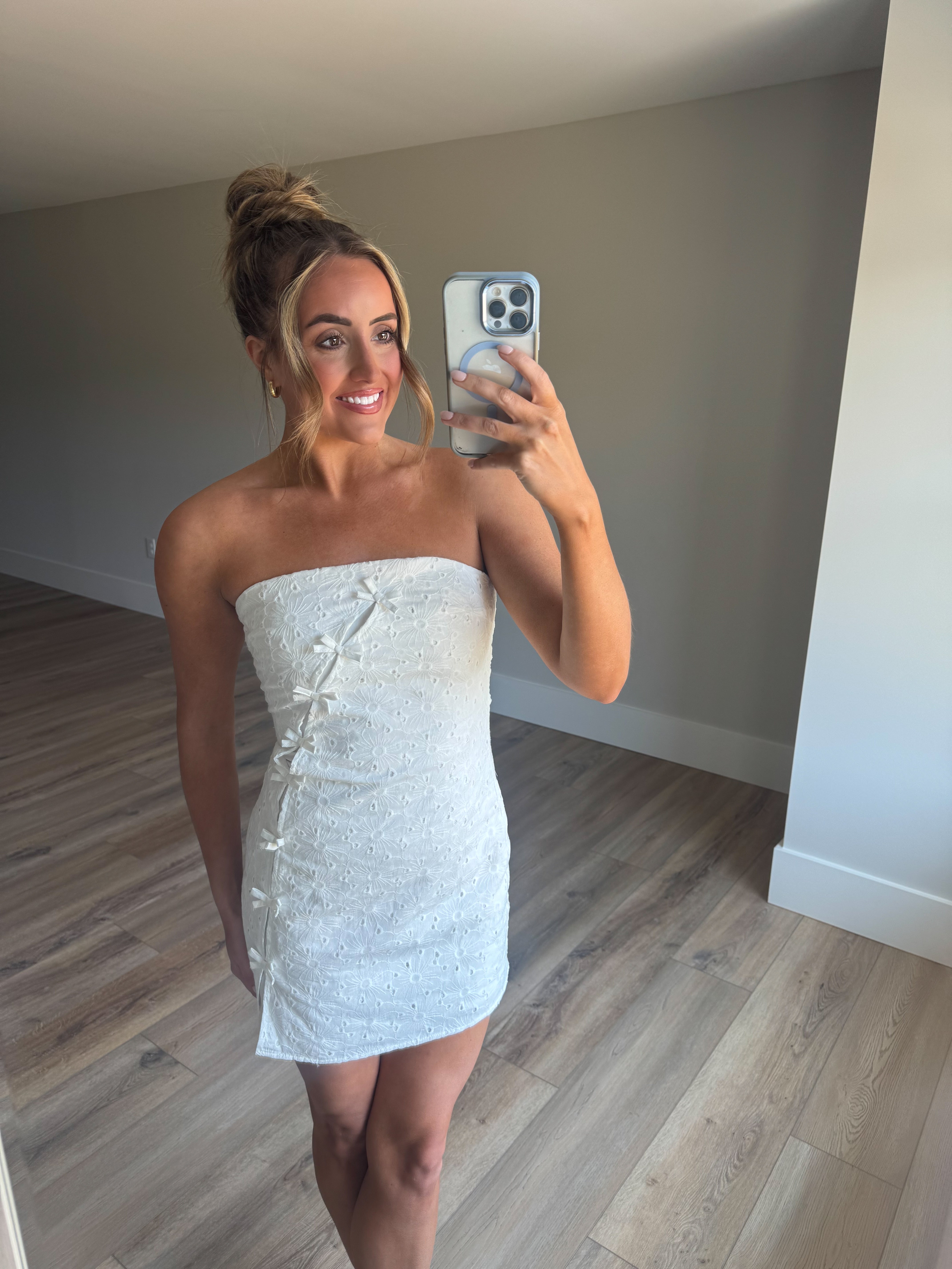 Strapless Bow Detail Mini Dress