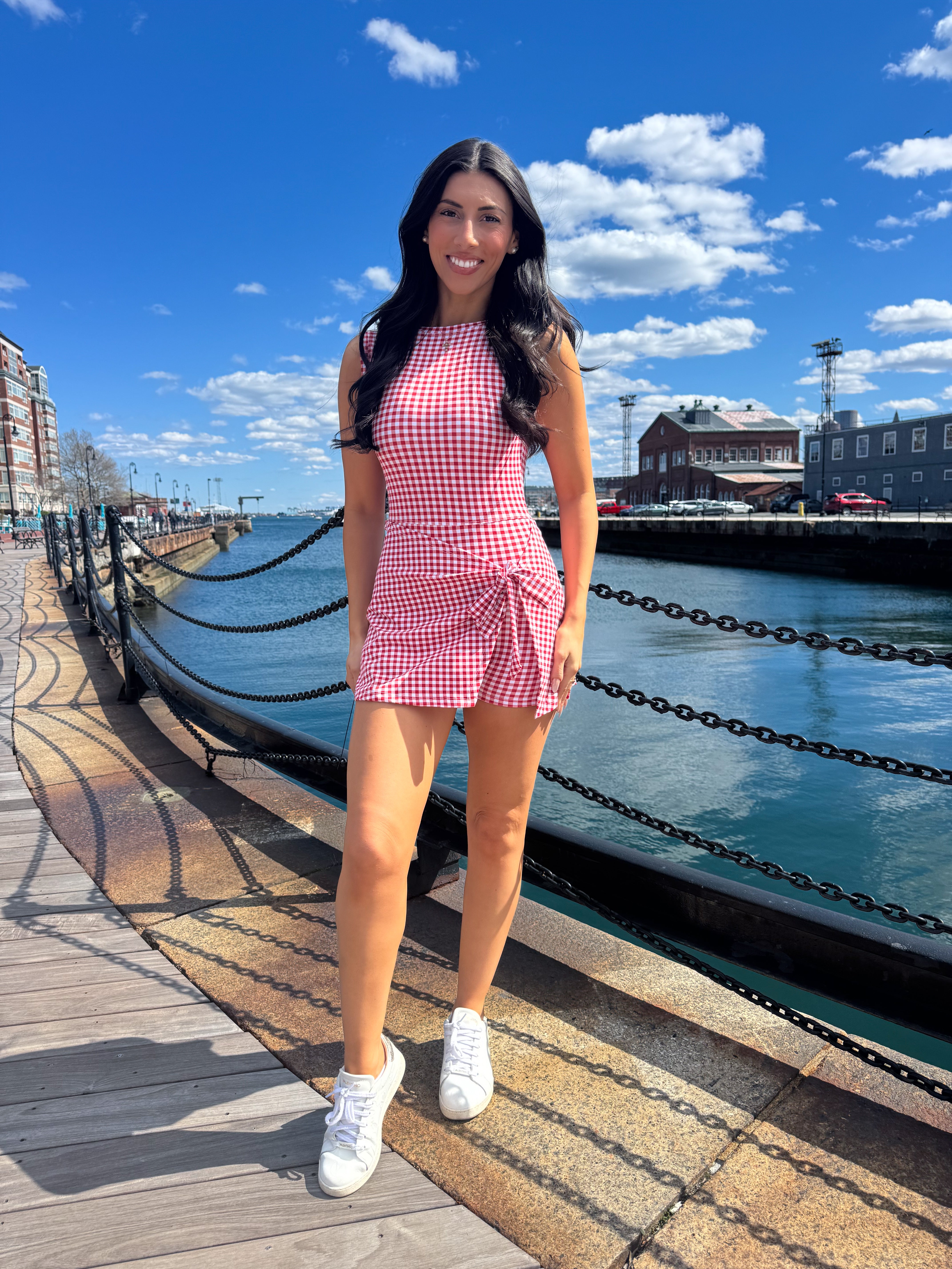 Red Gingham Wrap Dress