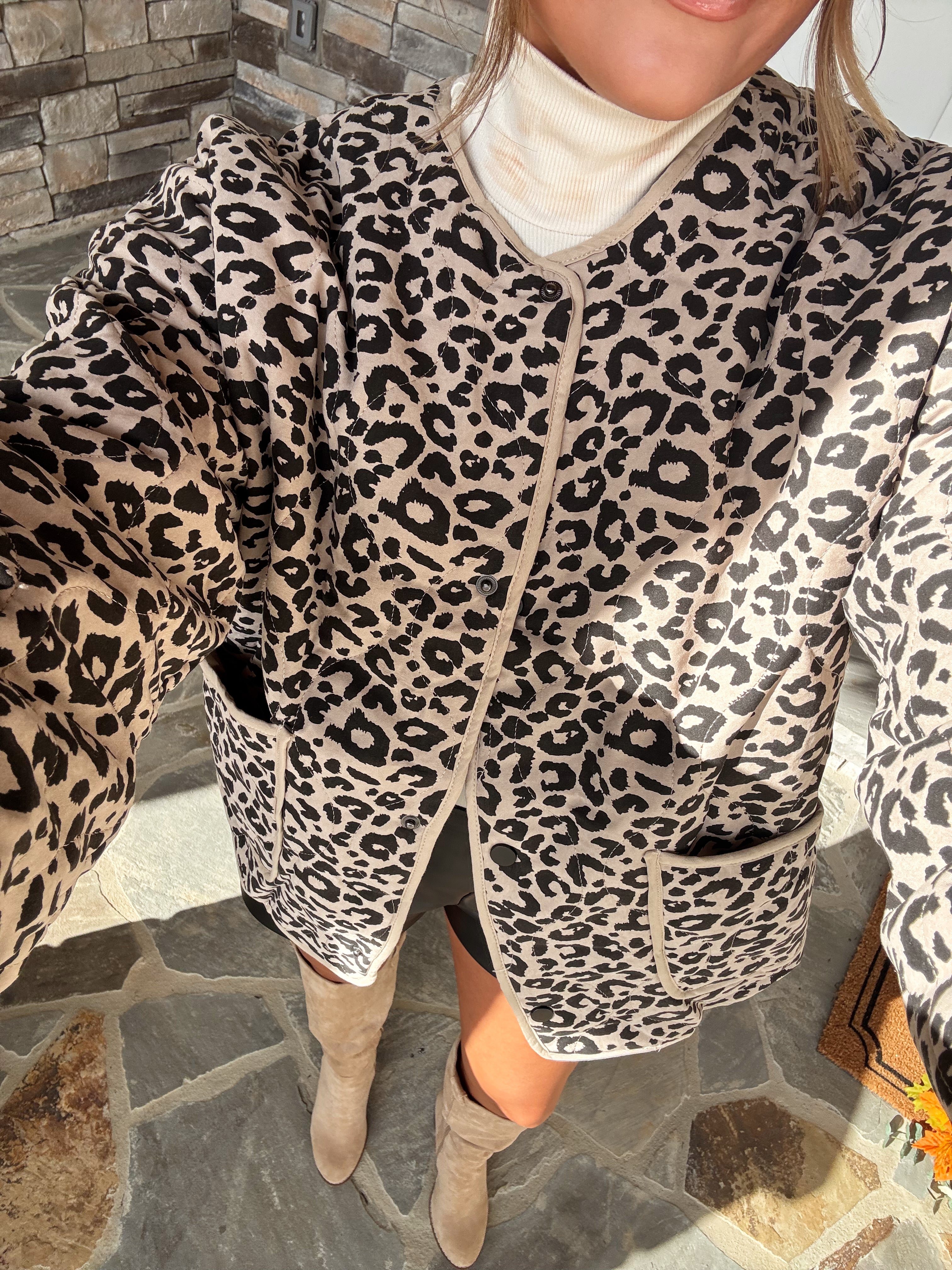 Leopard Quilted Puffer Jacket