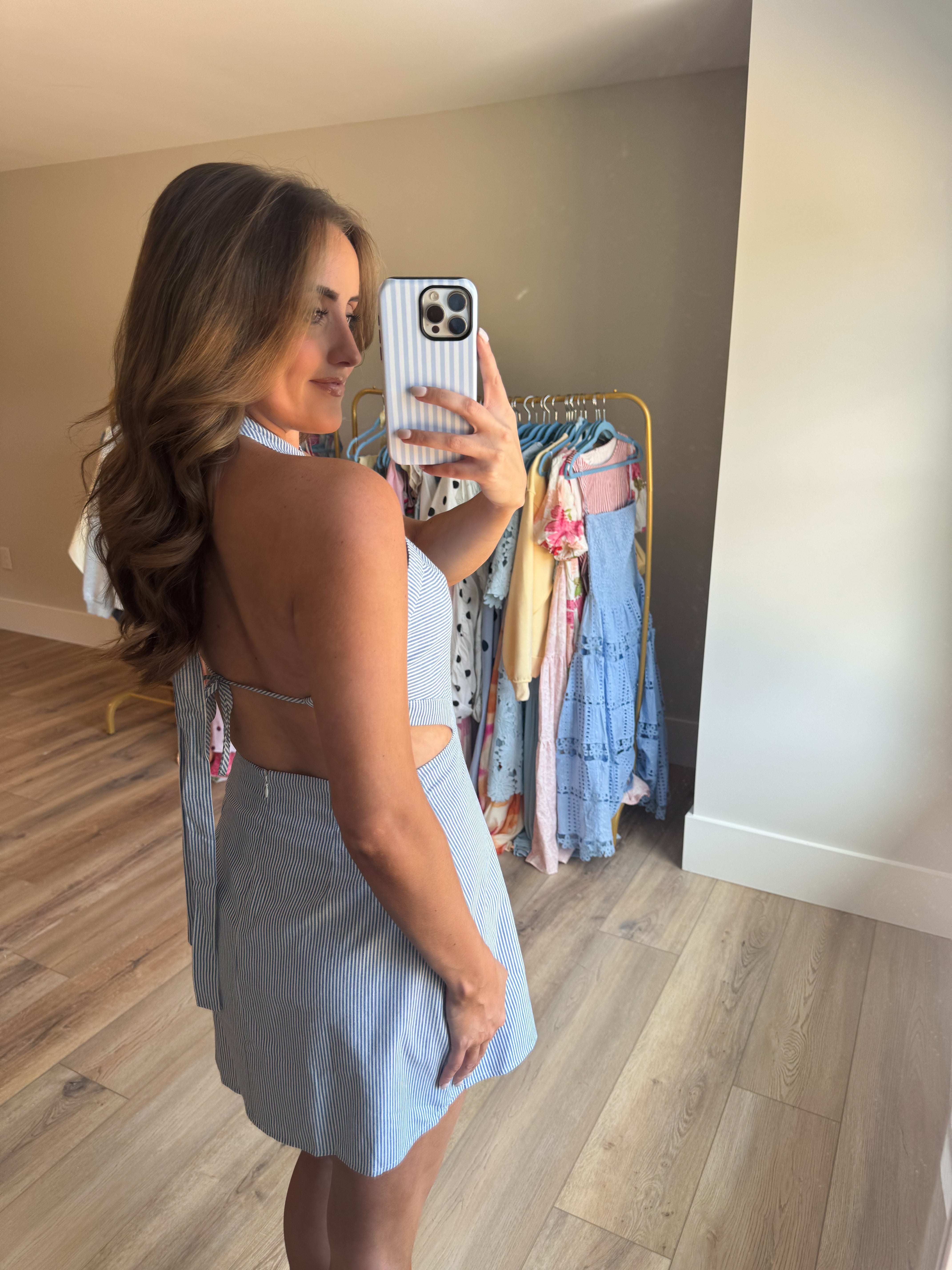 Bluewater Stripe Mini Dress