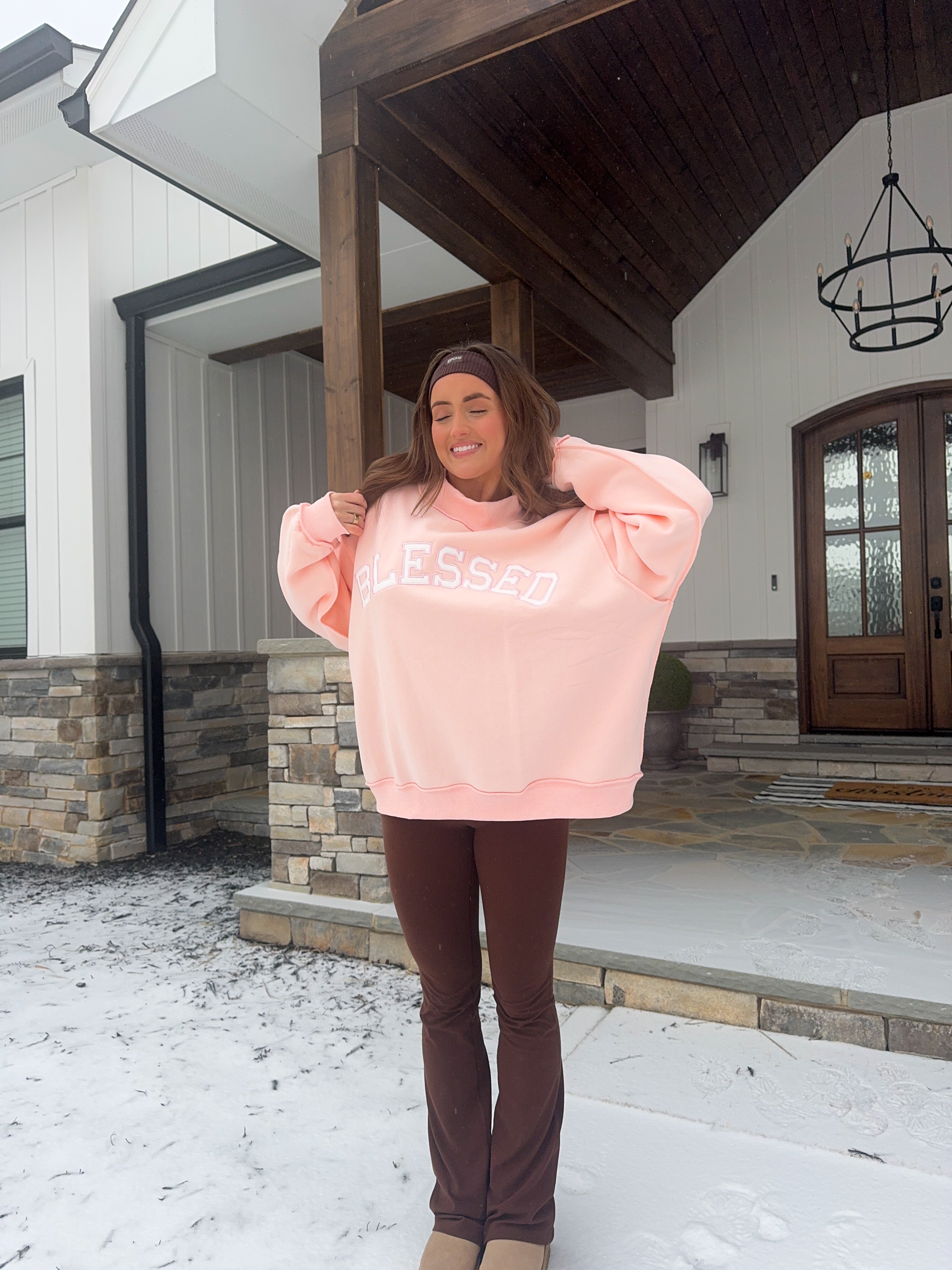 'Blessed' Embroidered Mockneck