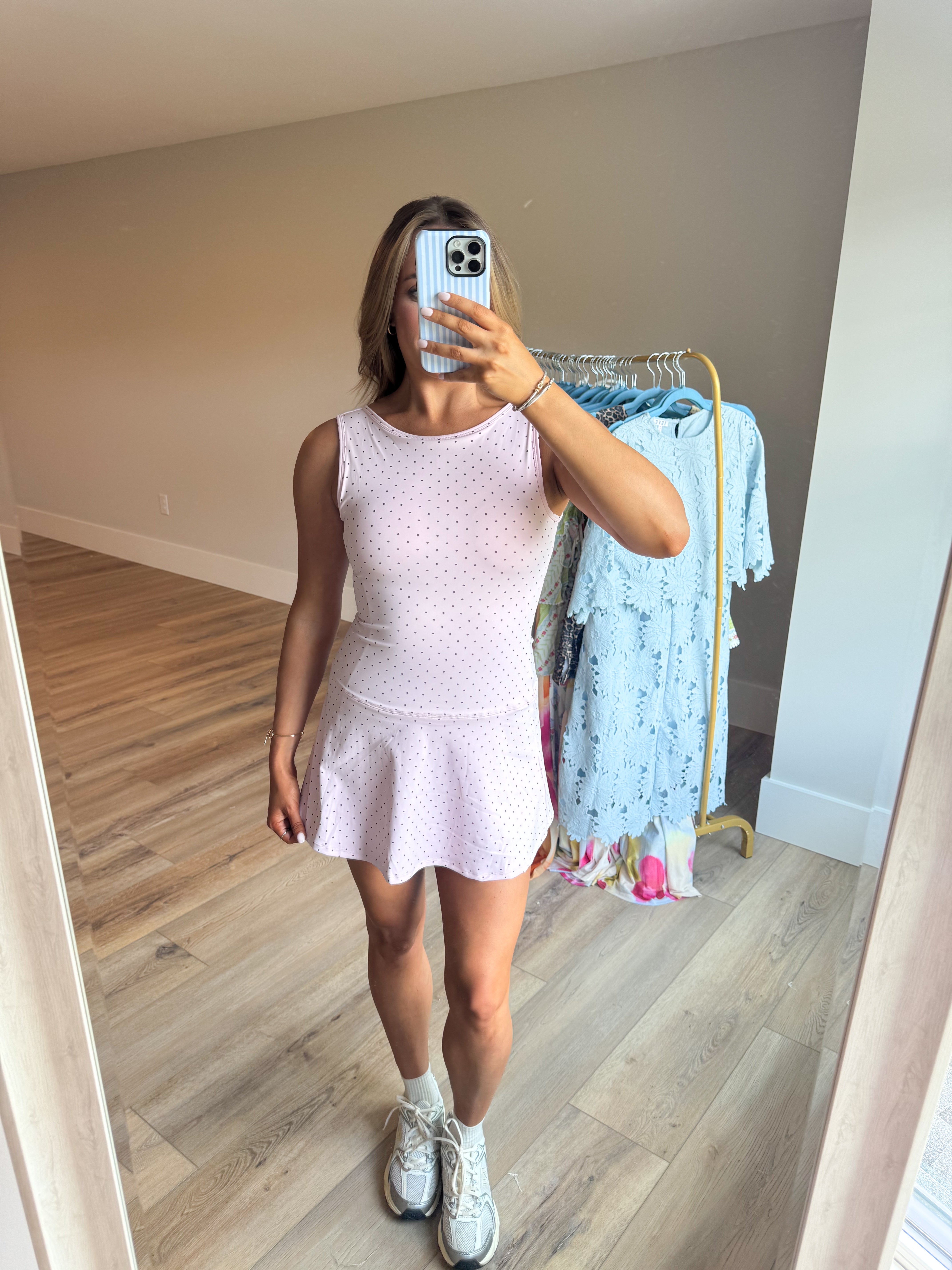 Pink Polka Dot Athletic Dress