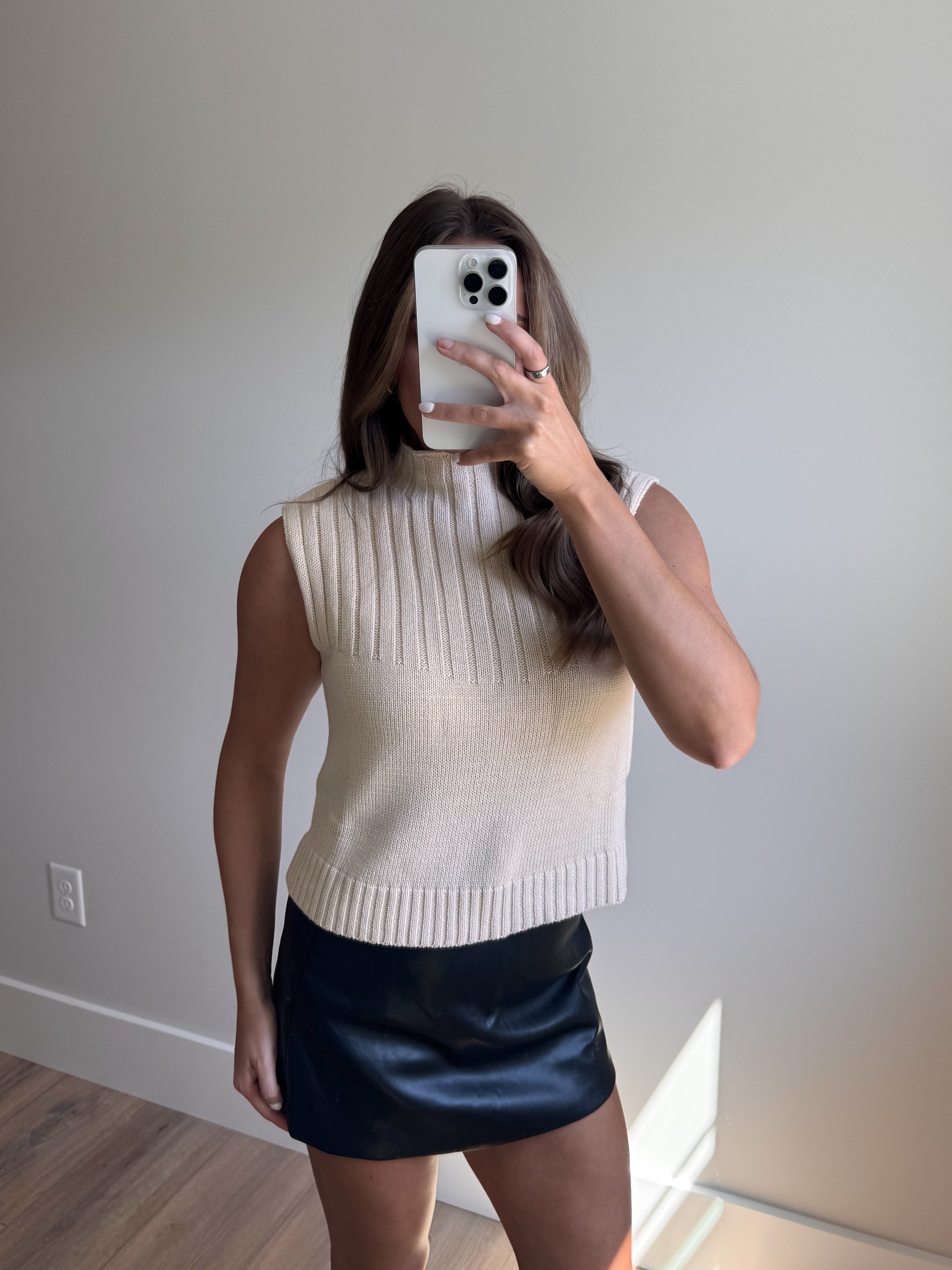 Sleeveless Mockneck Knit Top