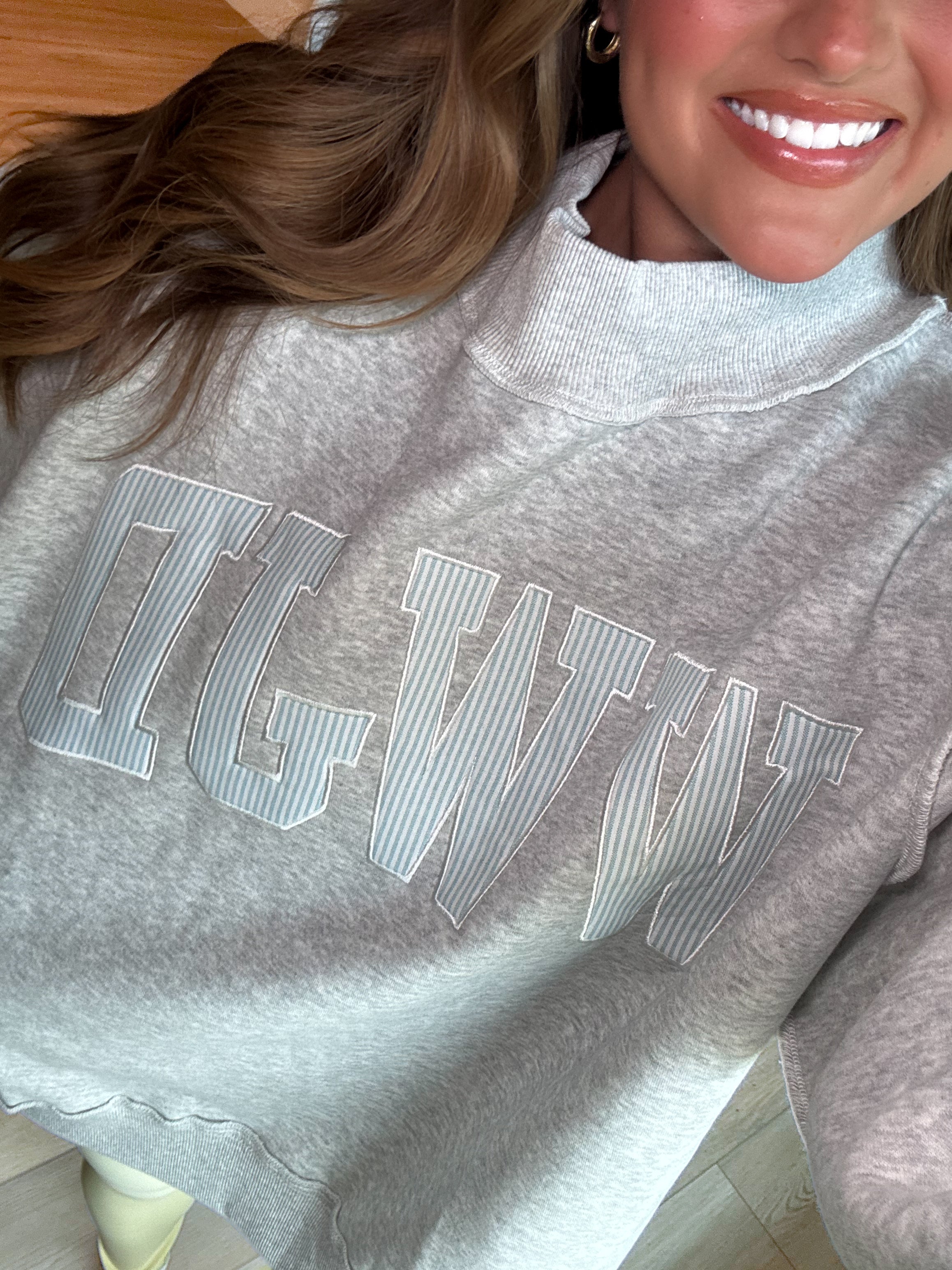 WWJD Stripe Embroidered Mockneck