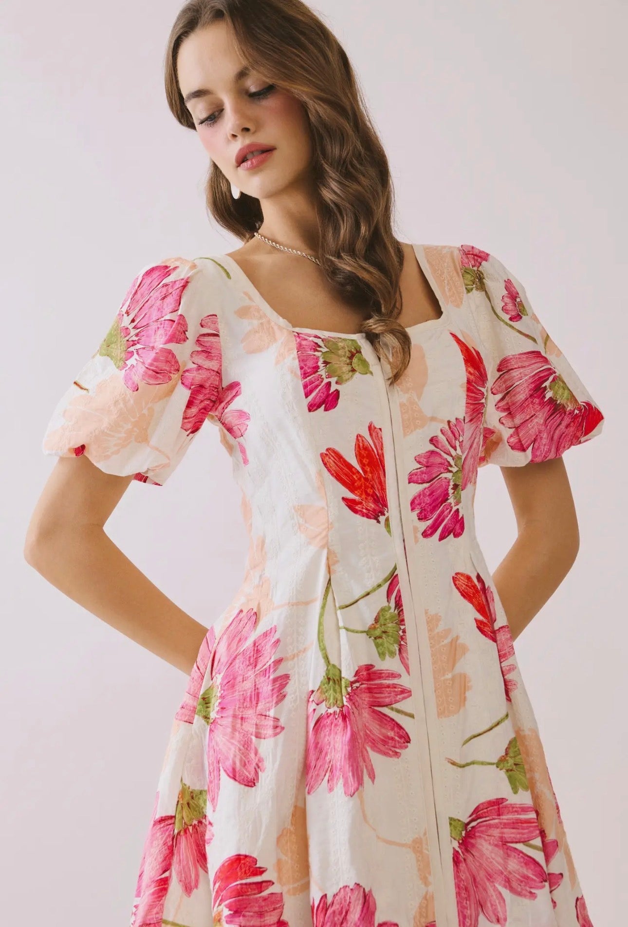 Floral Print Flare Skirt Fit And Flare Mini Dress
