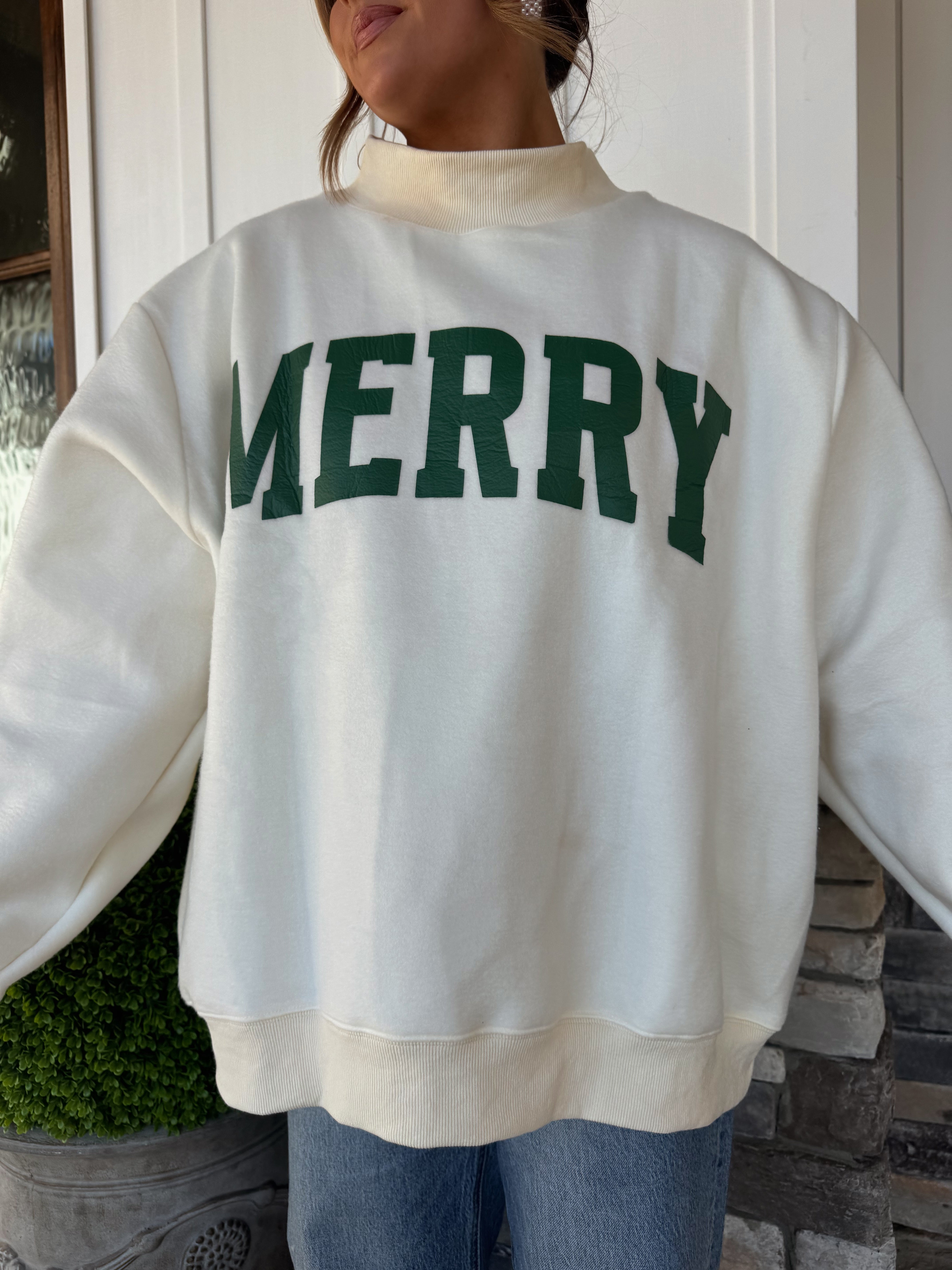 Merry Christmas Reversible Mockneck