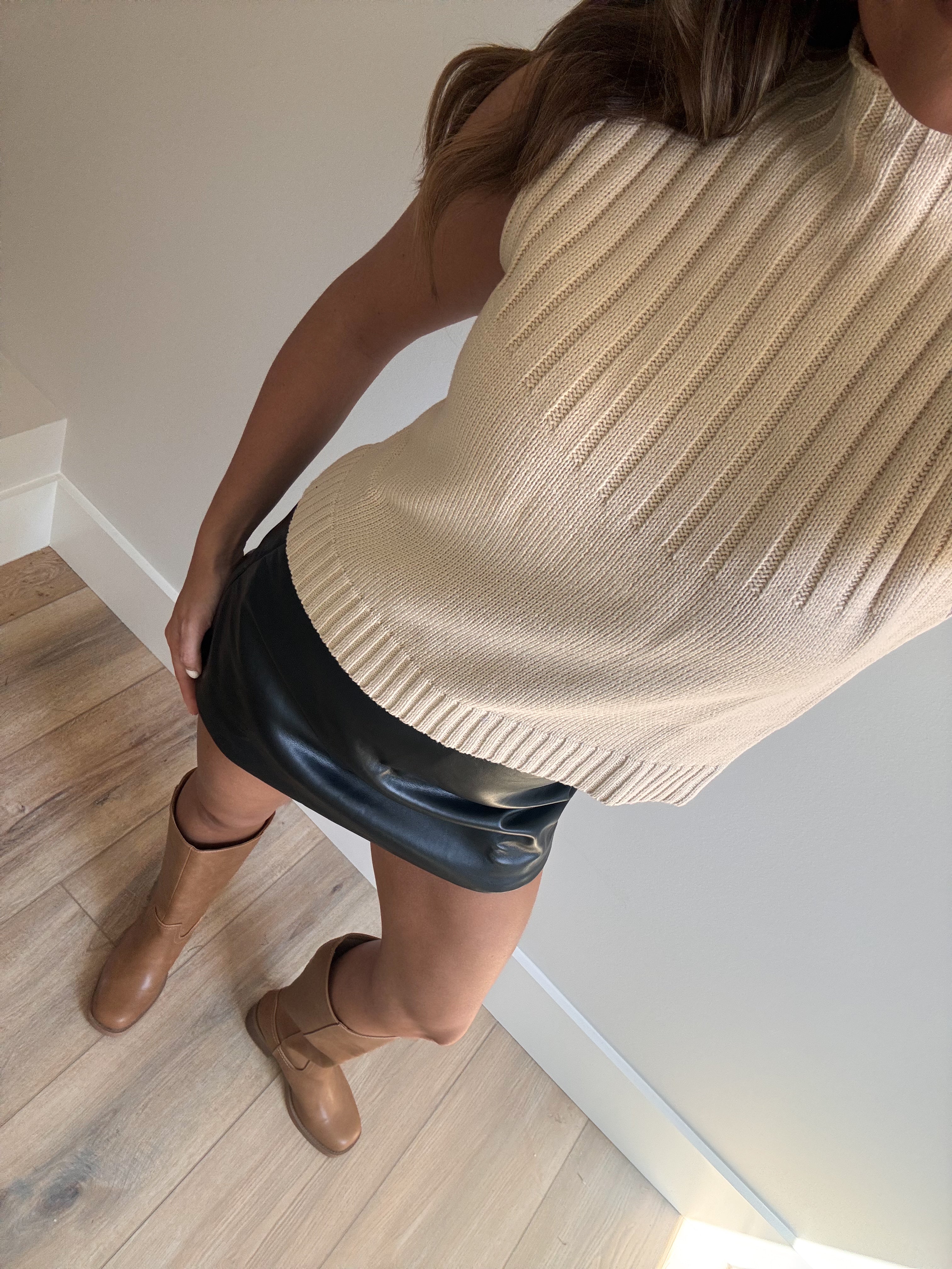 Sleeveless Mockneck Knit Top