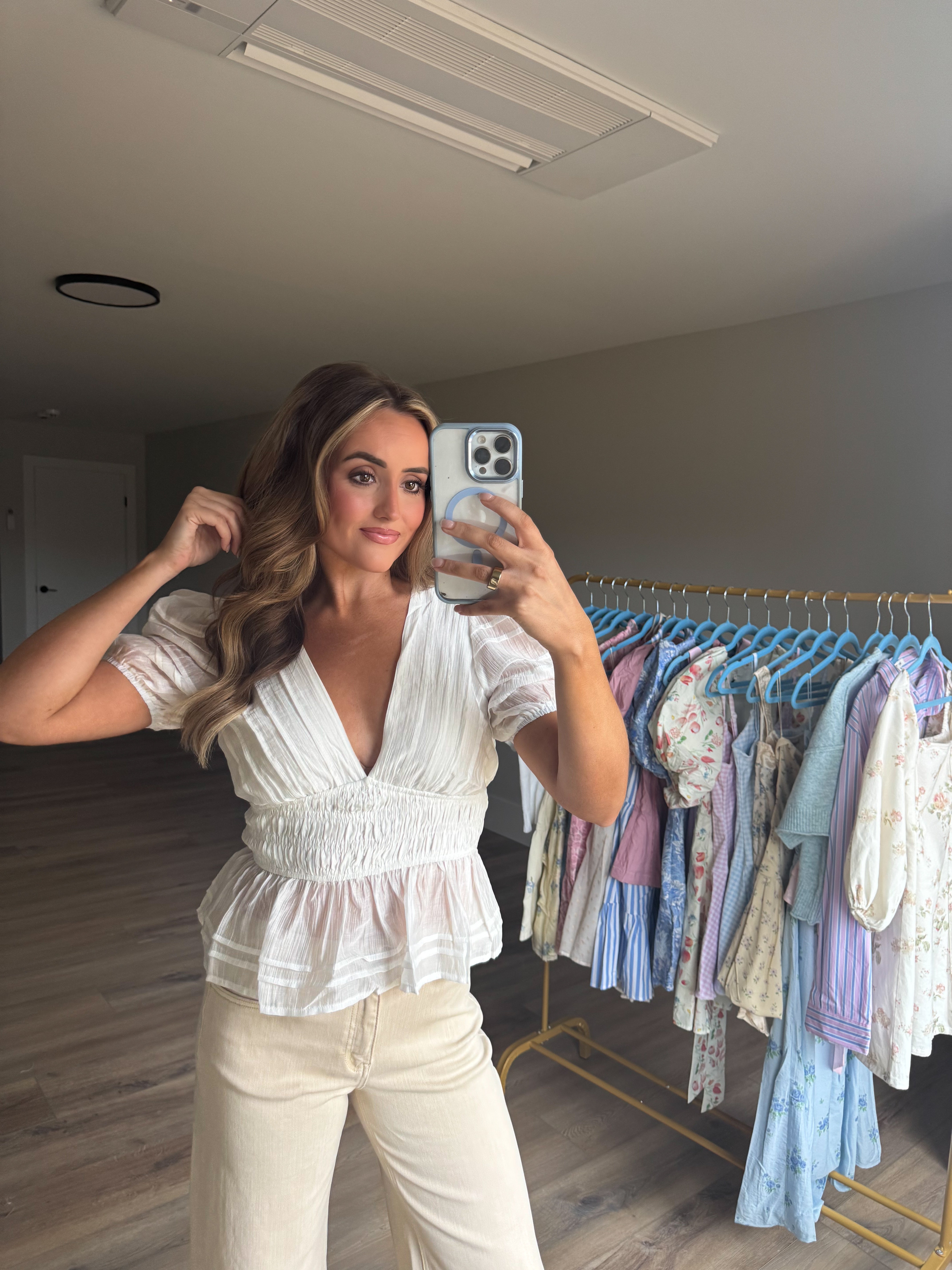 Smocked Puff Sleeve Top