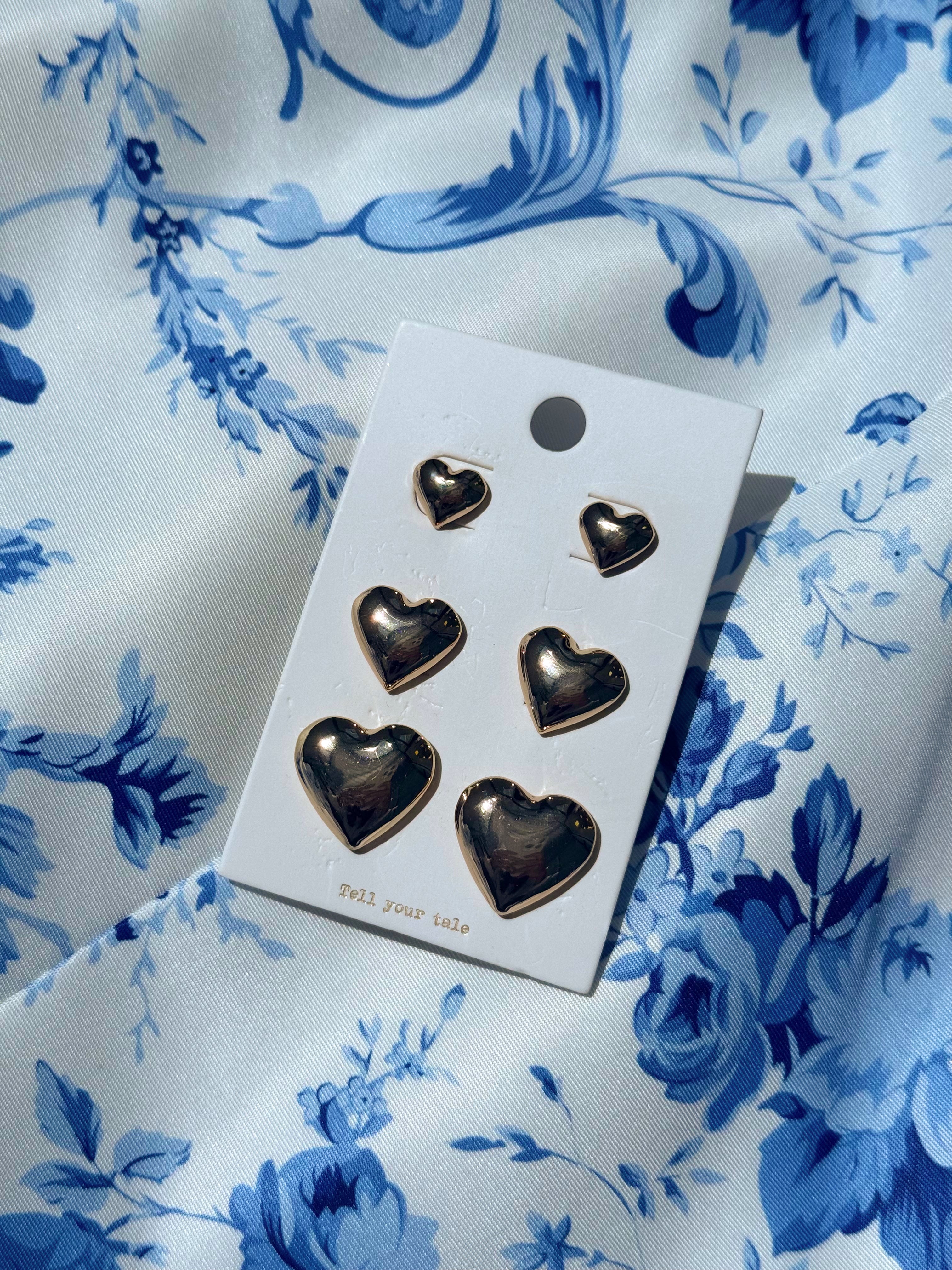 Gold Heart Studs