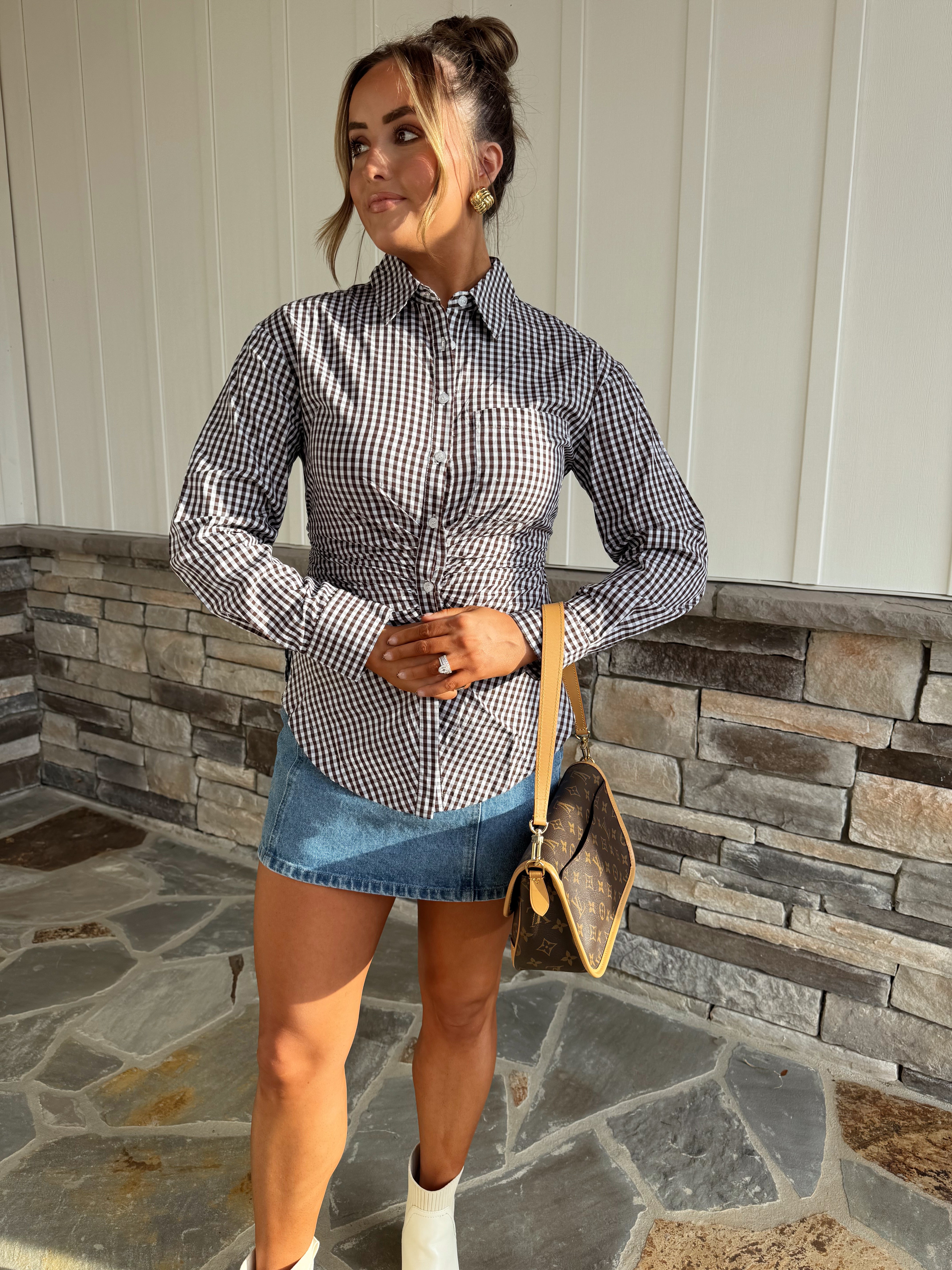 Auburn Gingham Top