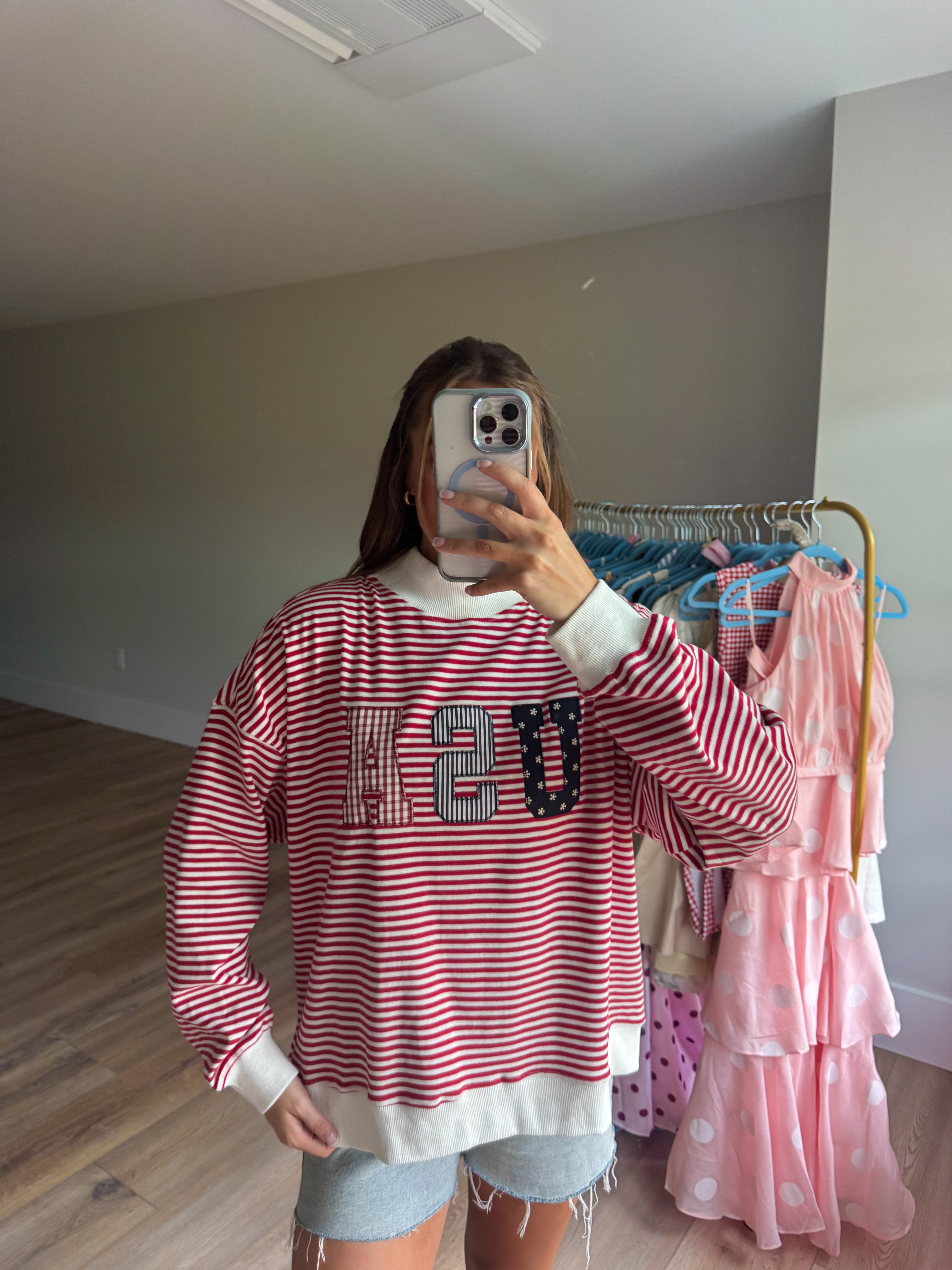 USA Stripe Mockneck Sweatshirt