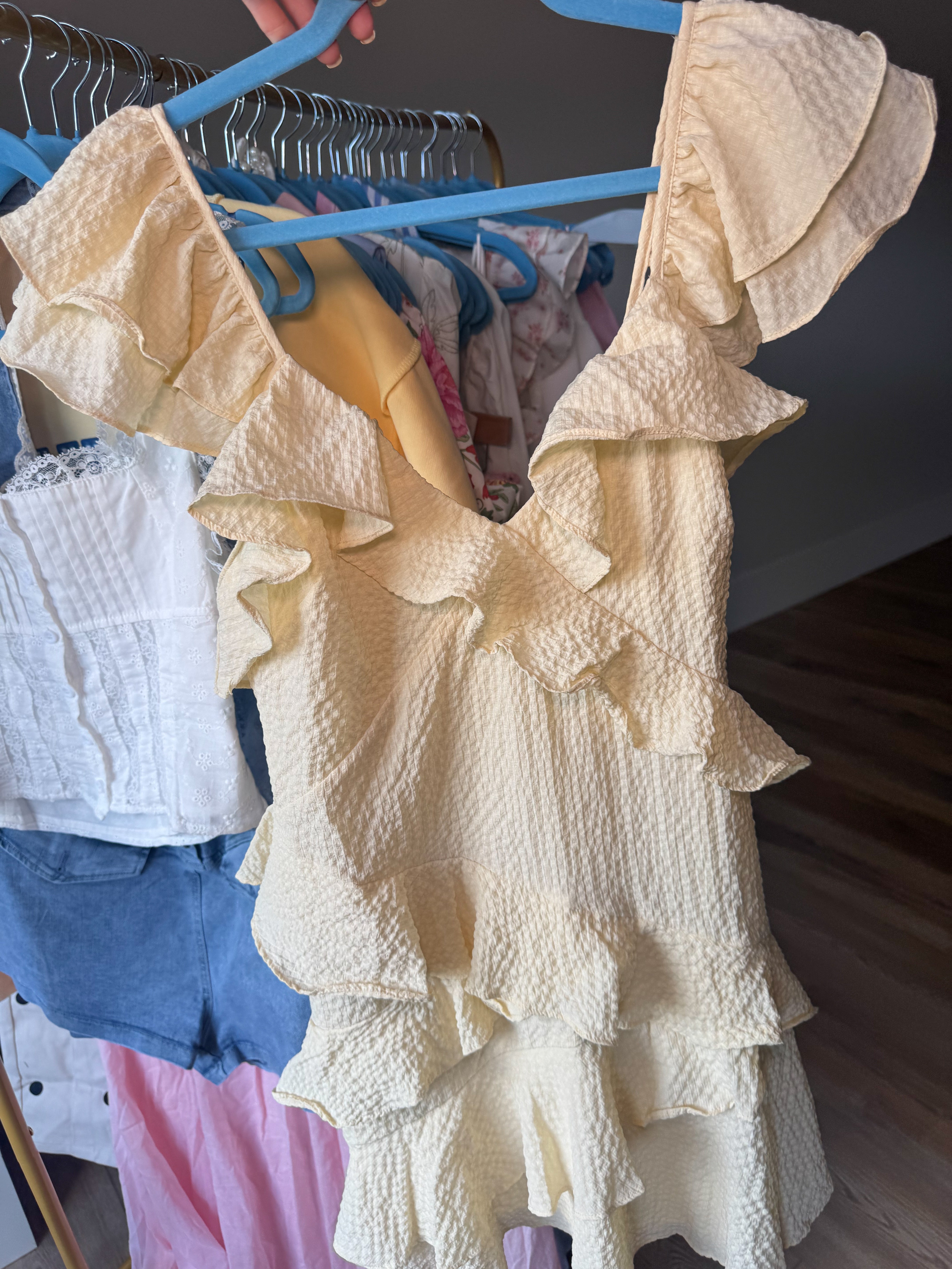 Yellow Ruffle Mini Dress