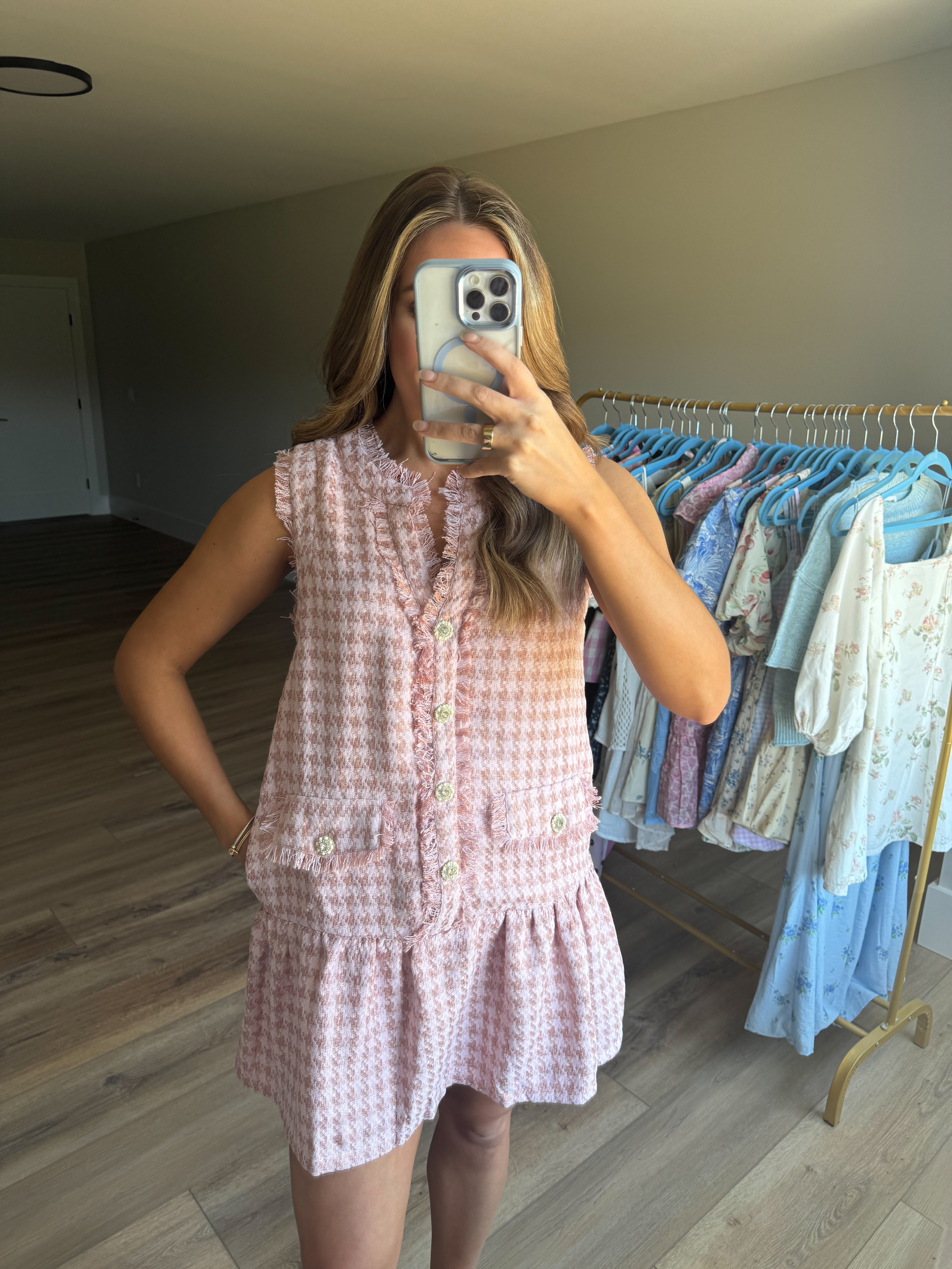 The Blush Houndstooth Dress