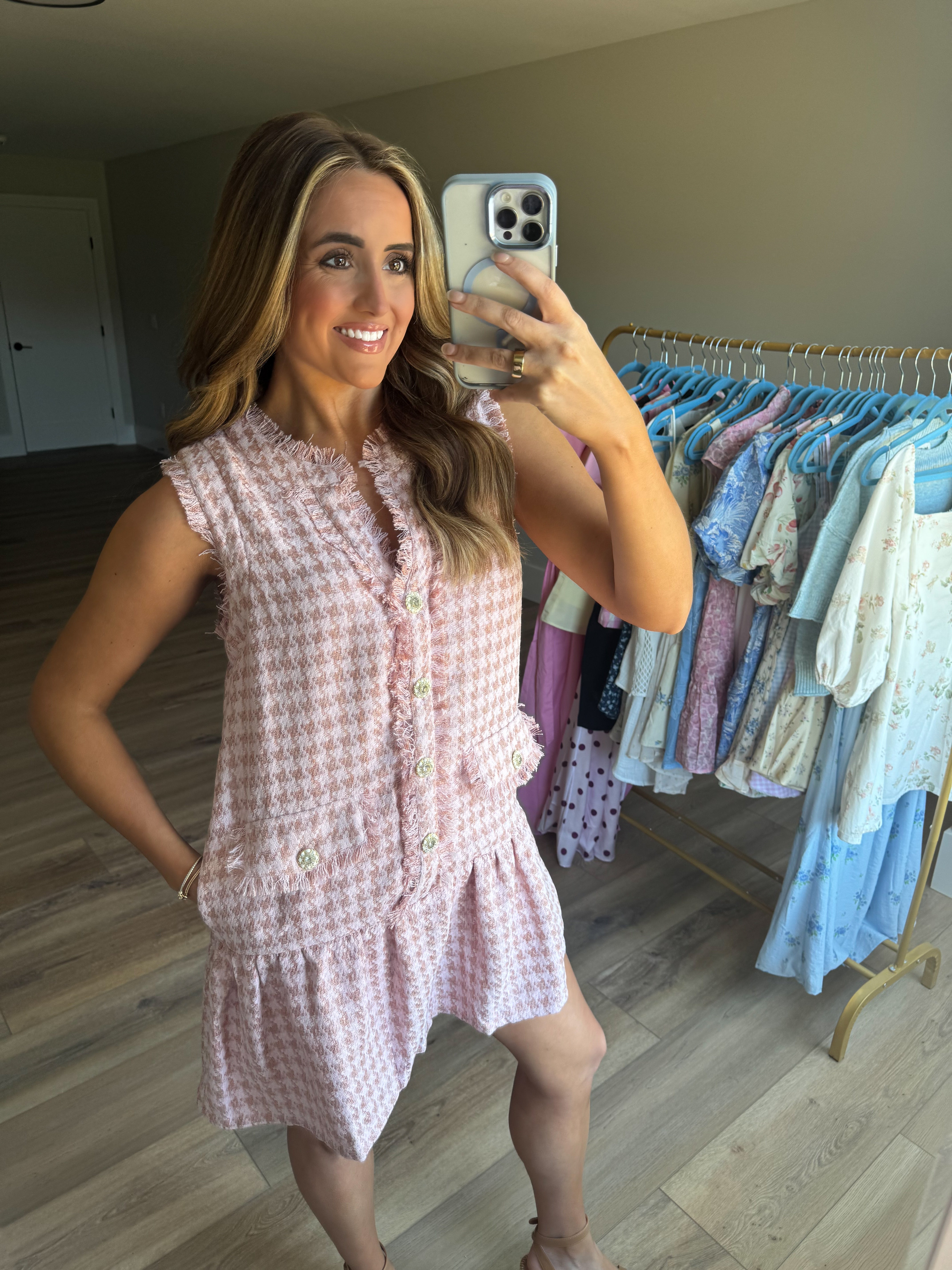 The Blush Houndstooth Dress