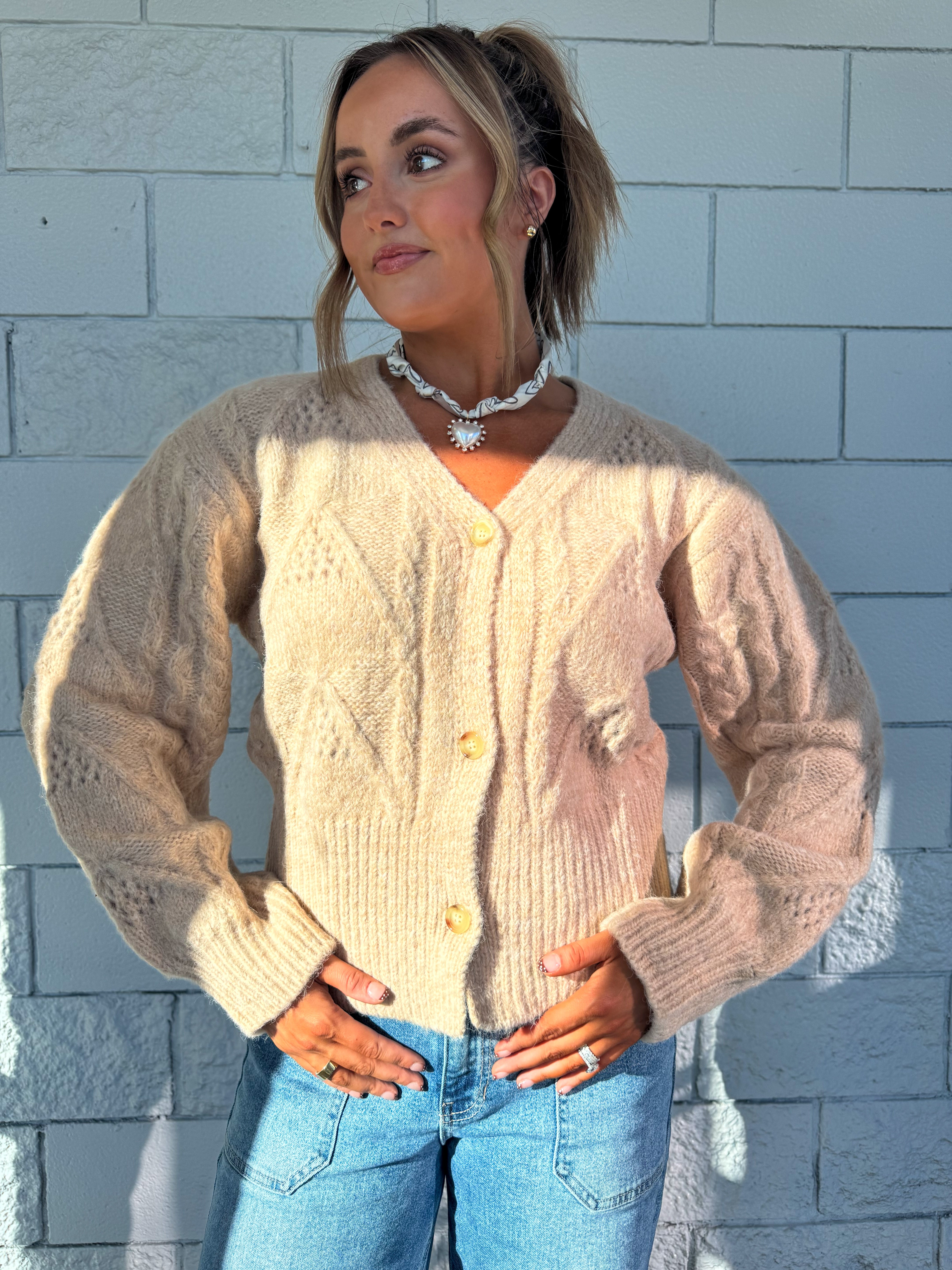 Toasted Almond Knit Cardigan