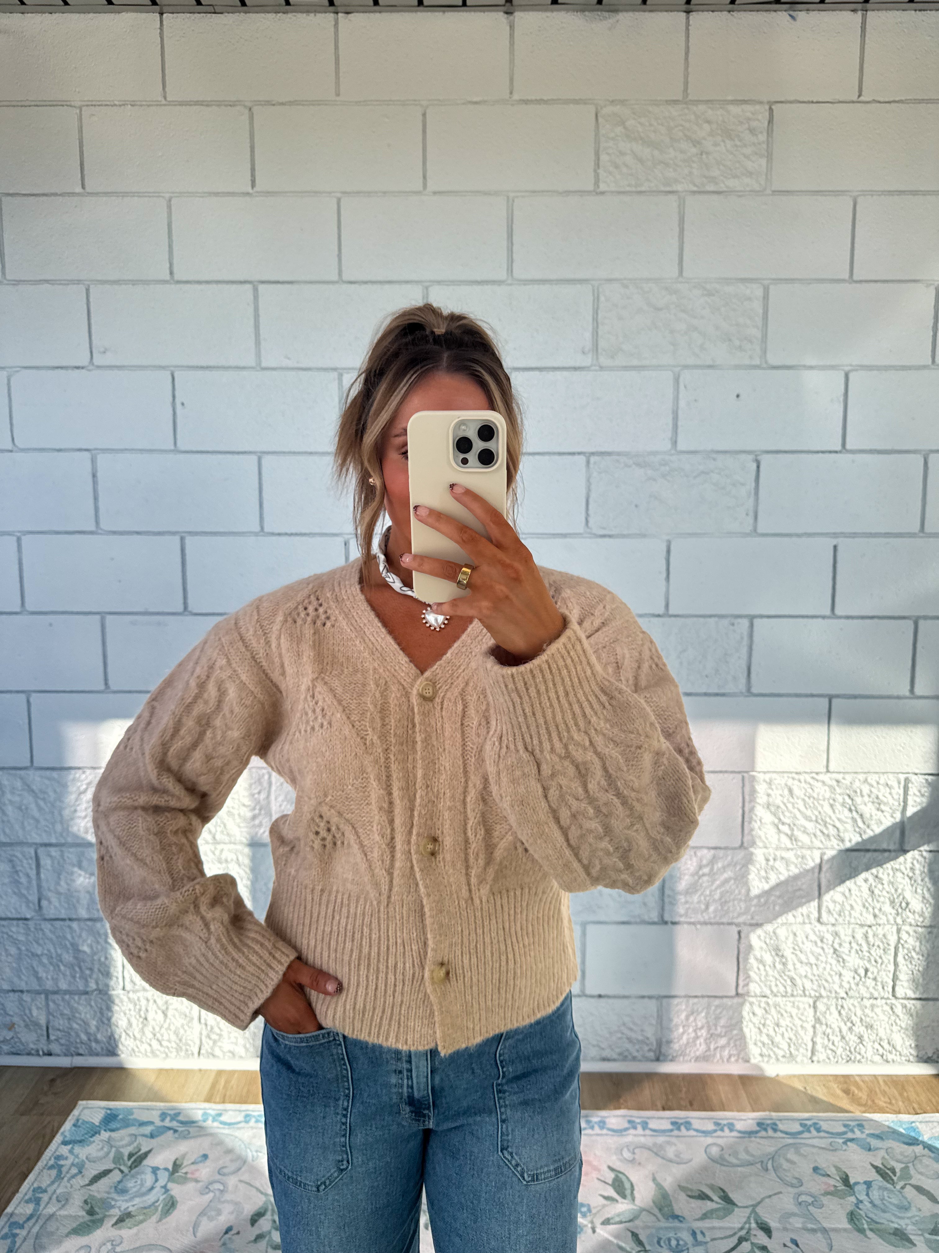 Toasted Almond Knit Cardigan