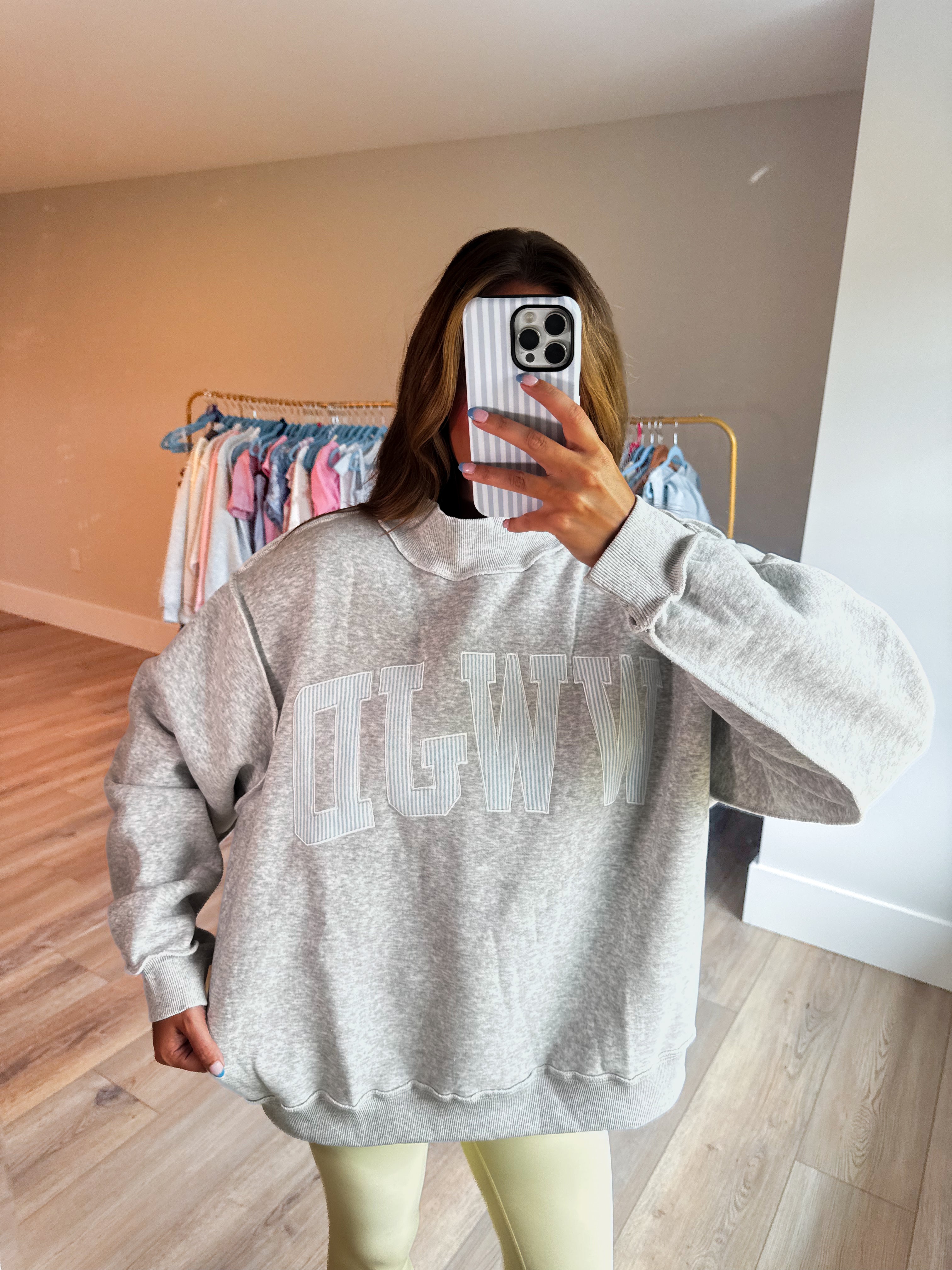 WWJD Stripe Embroidered Mockneck