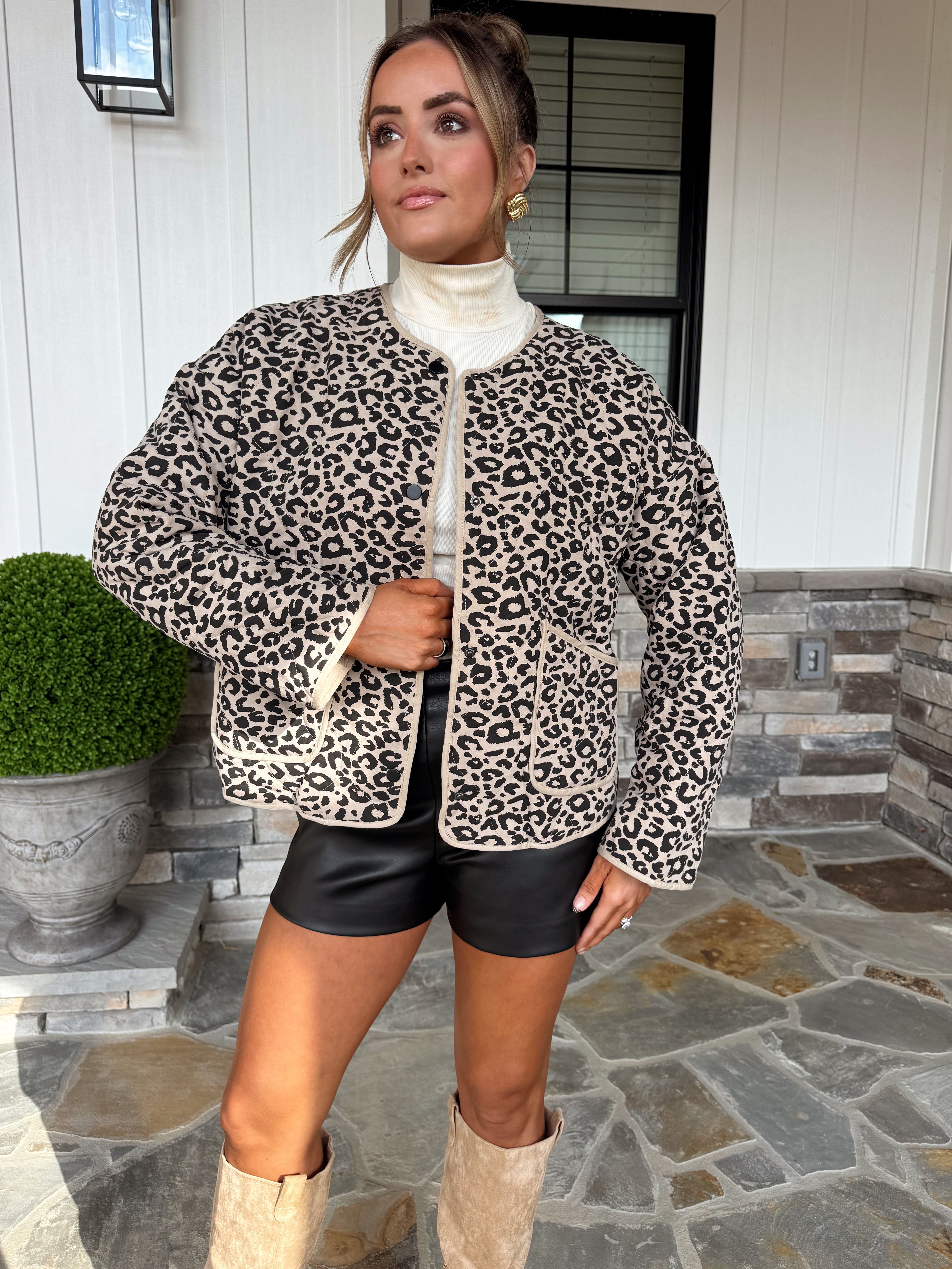 Leopard Quilted Puffer Jacket