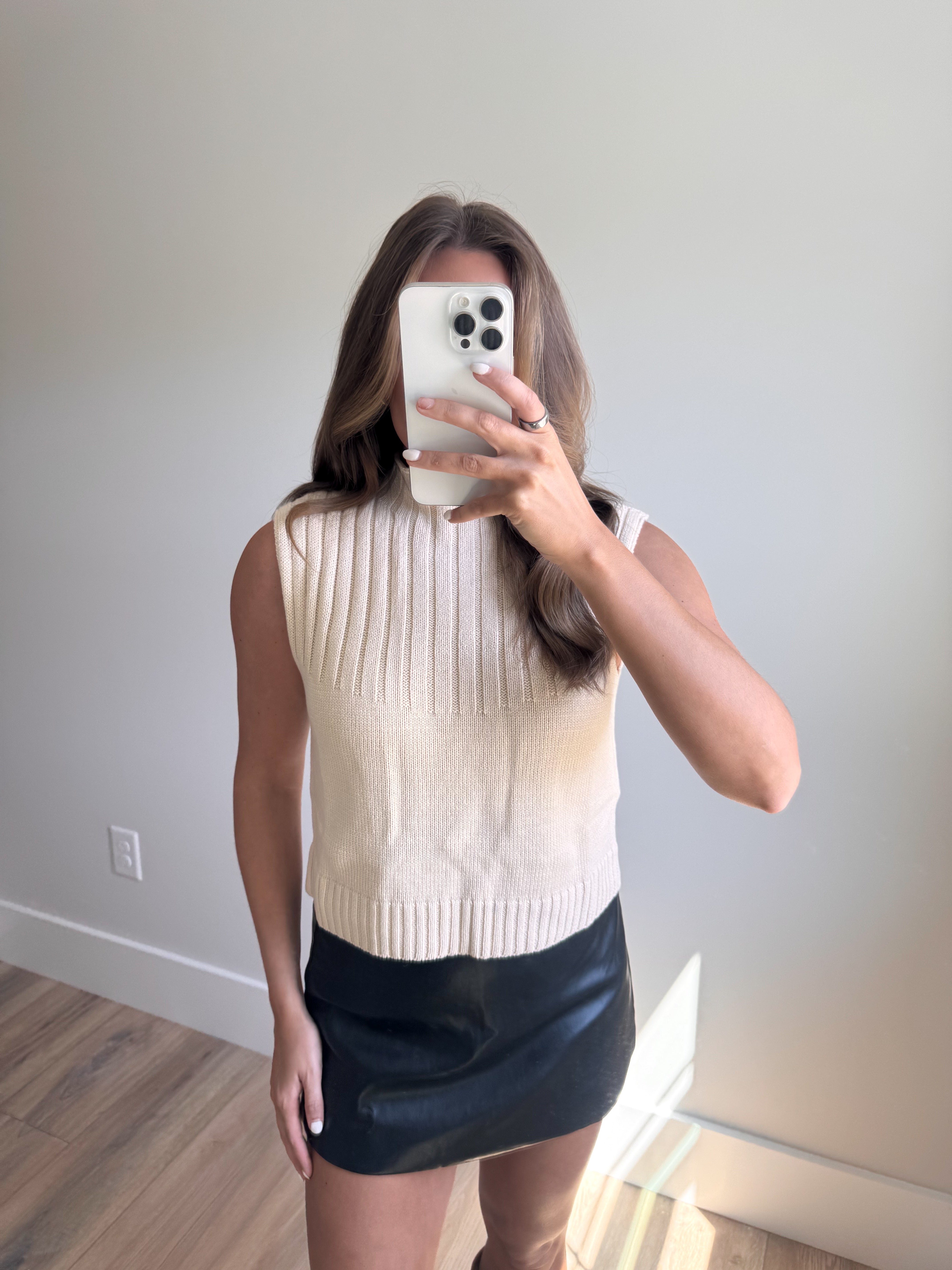 Sleeveless Mockneck Knit Top