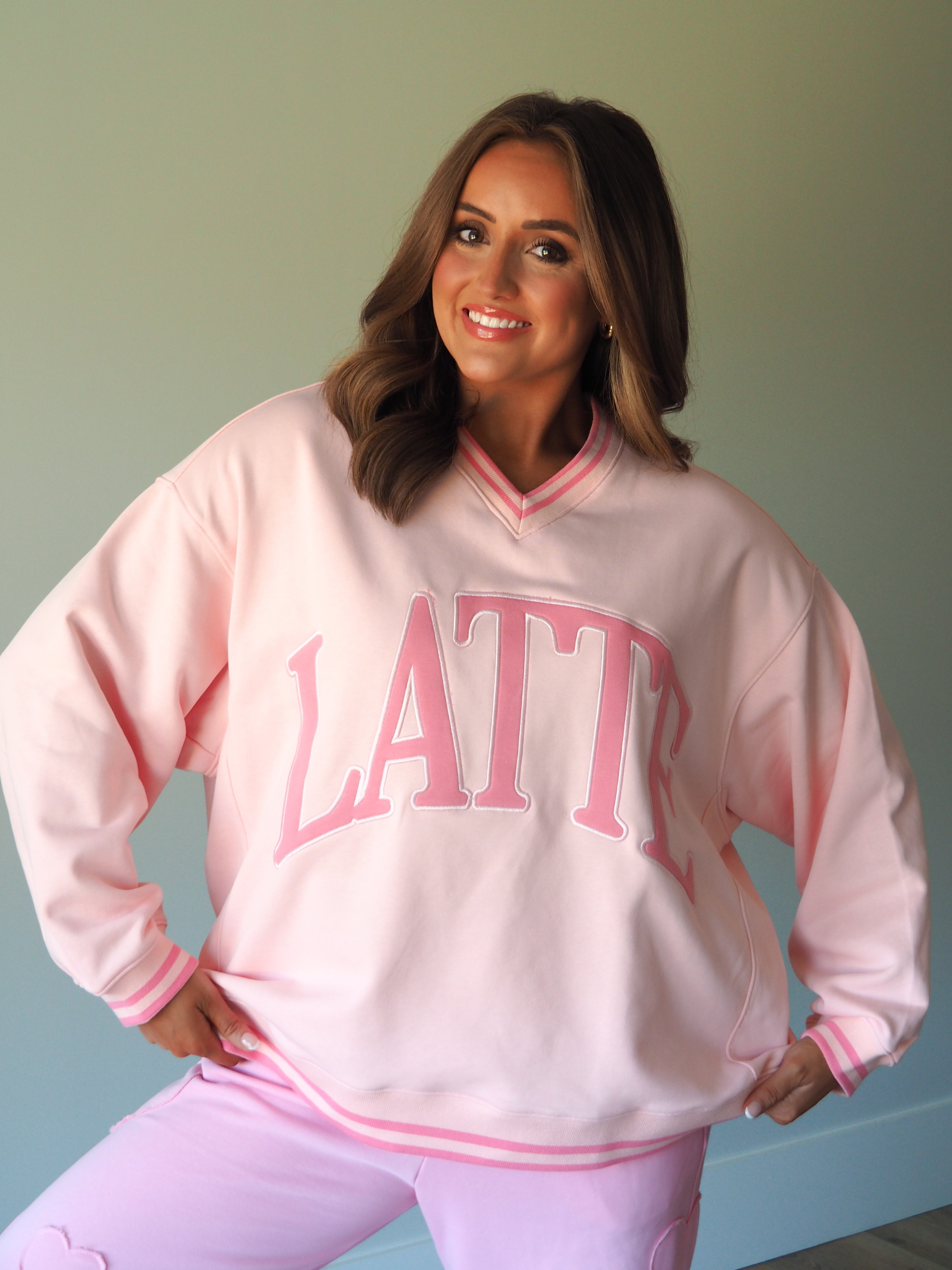 Pretty In Pink Latte Crewneck
