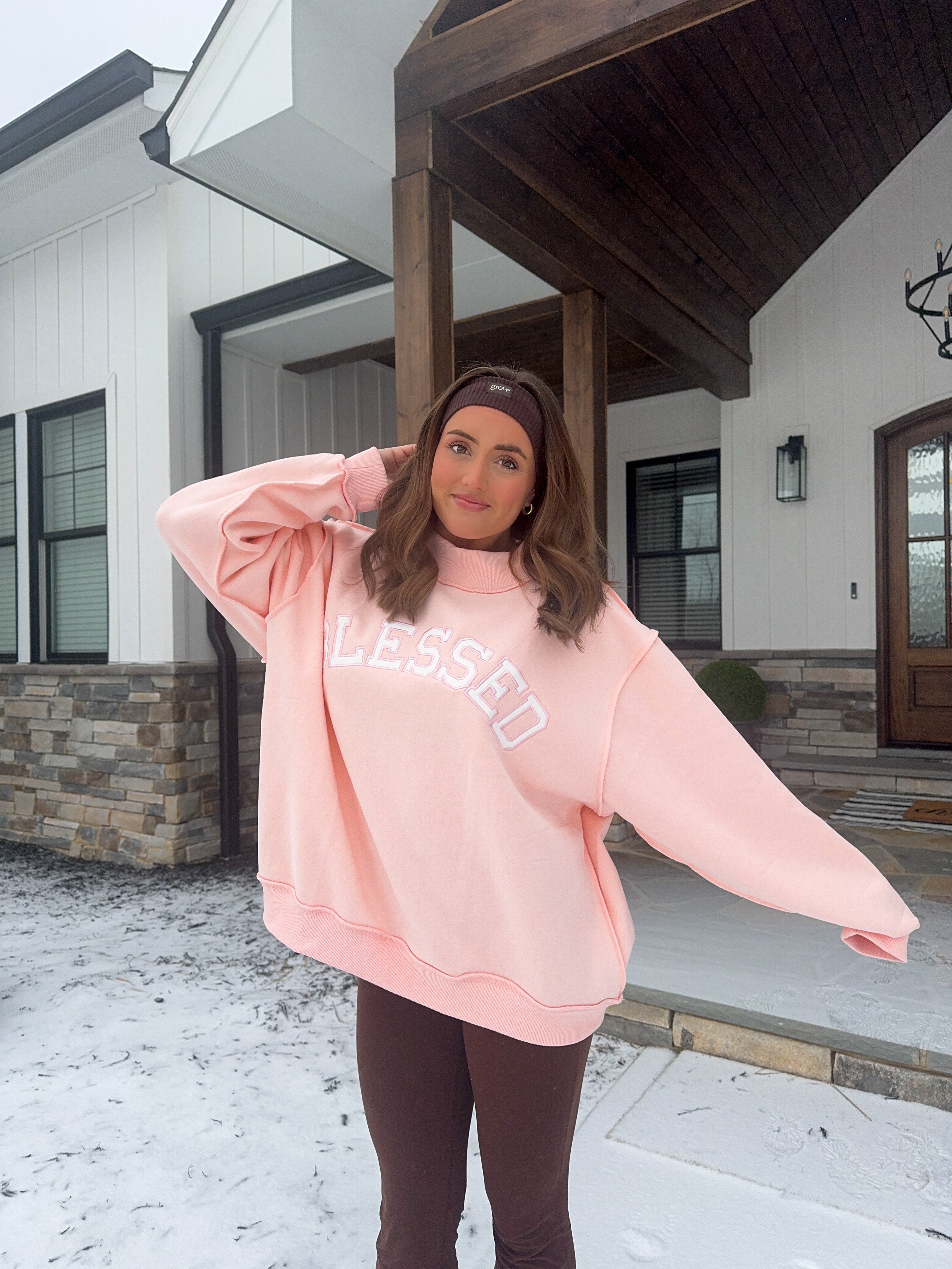 'Blessed' Embroidered Mockneck