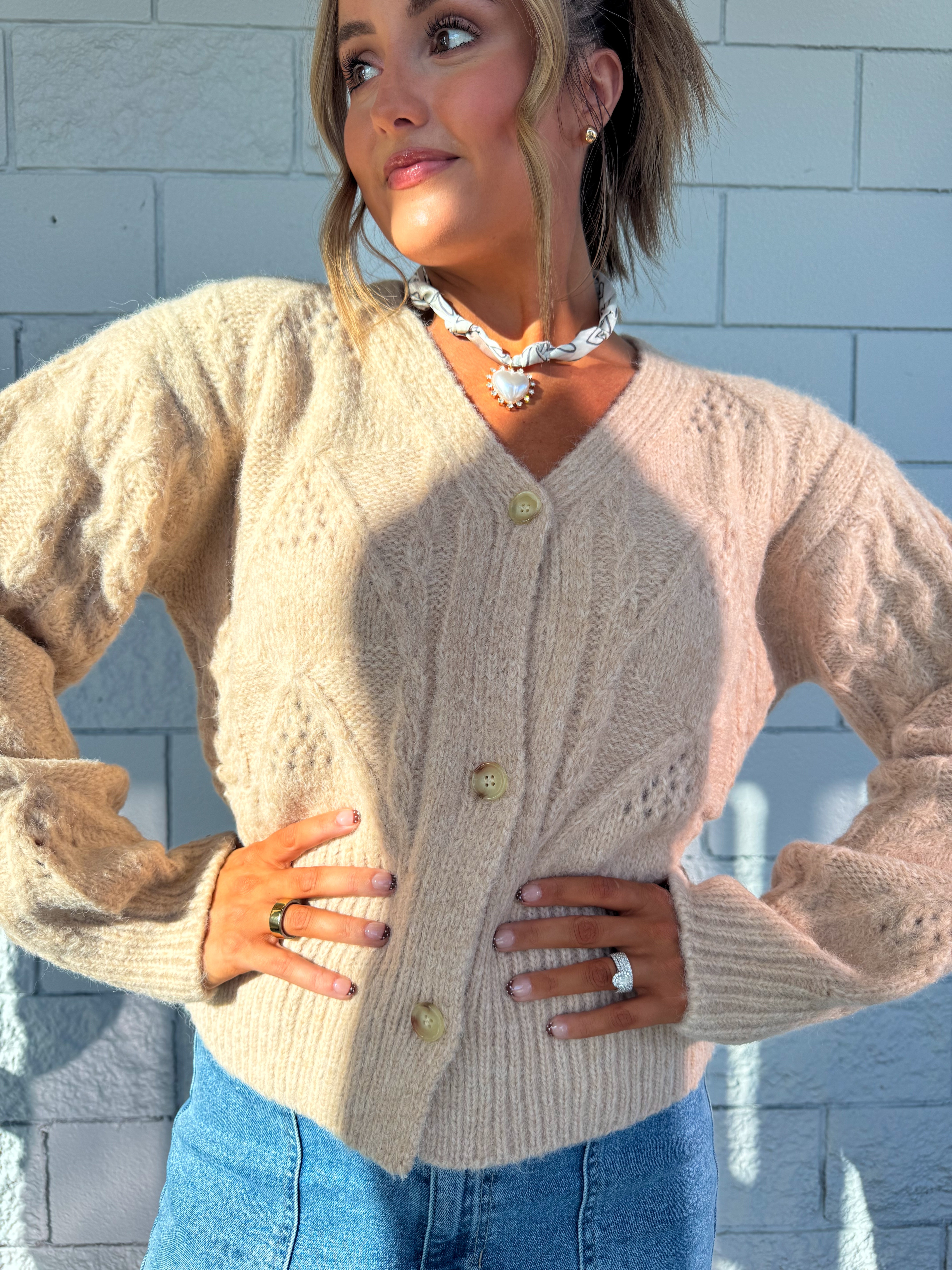 Toasted Almond Knit Cardigan