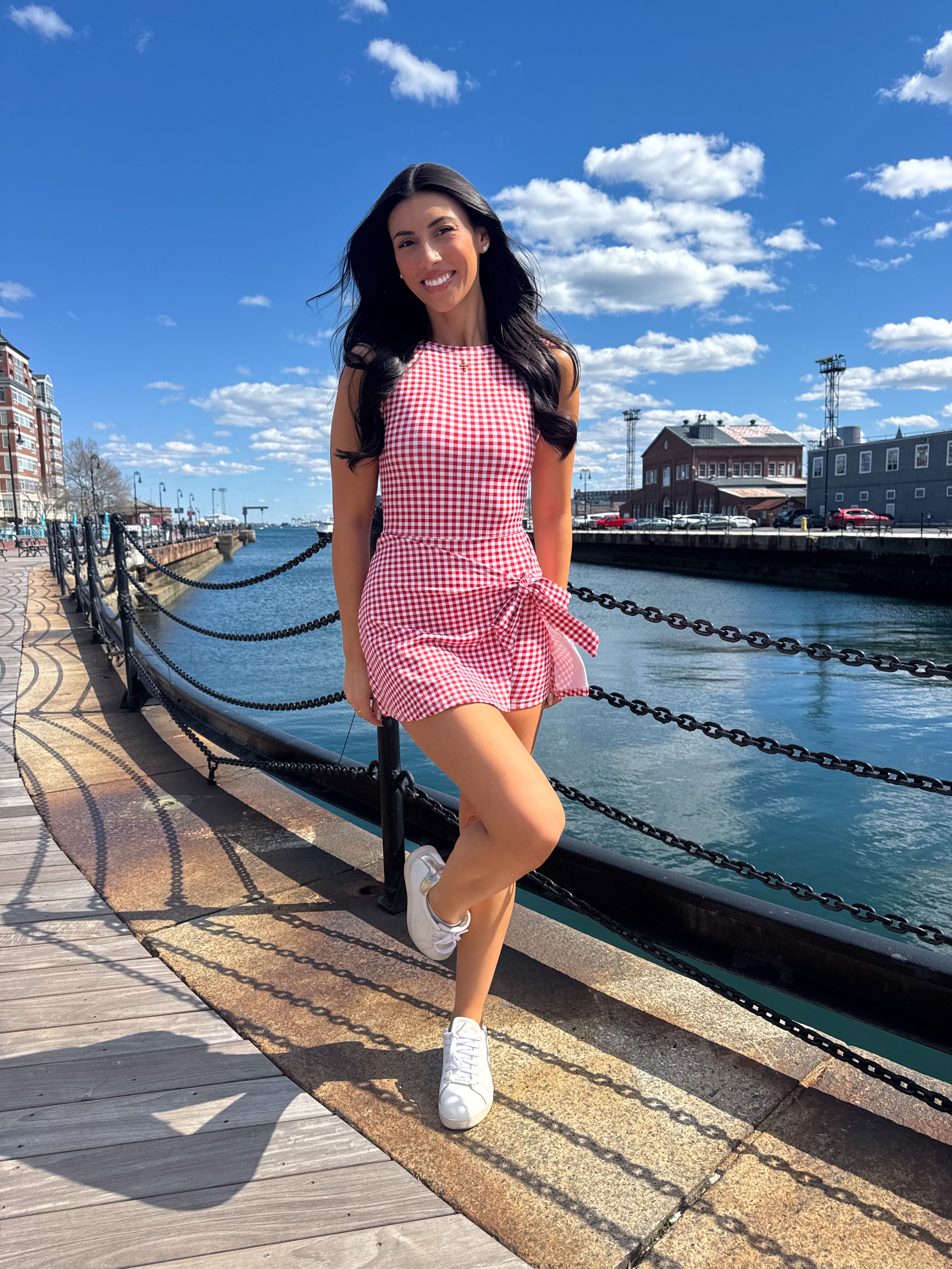 Red Gingham Wrap Dress