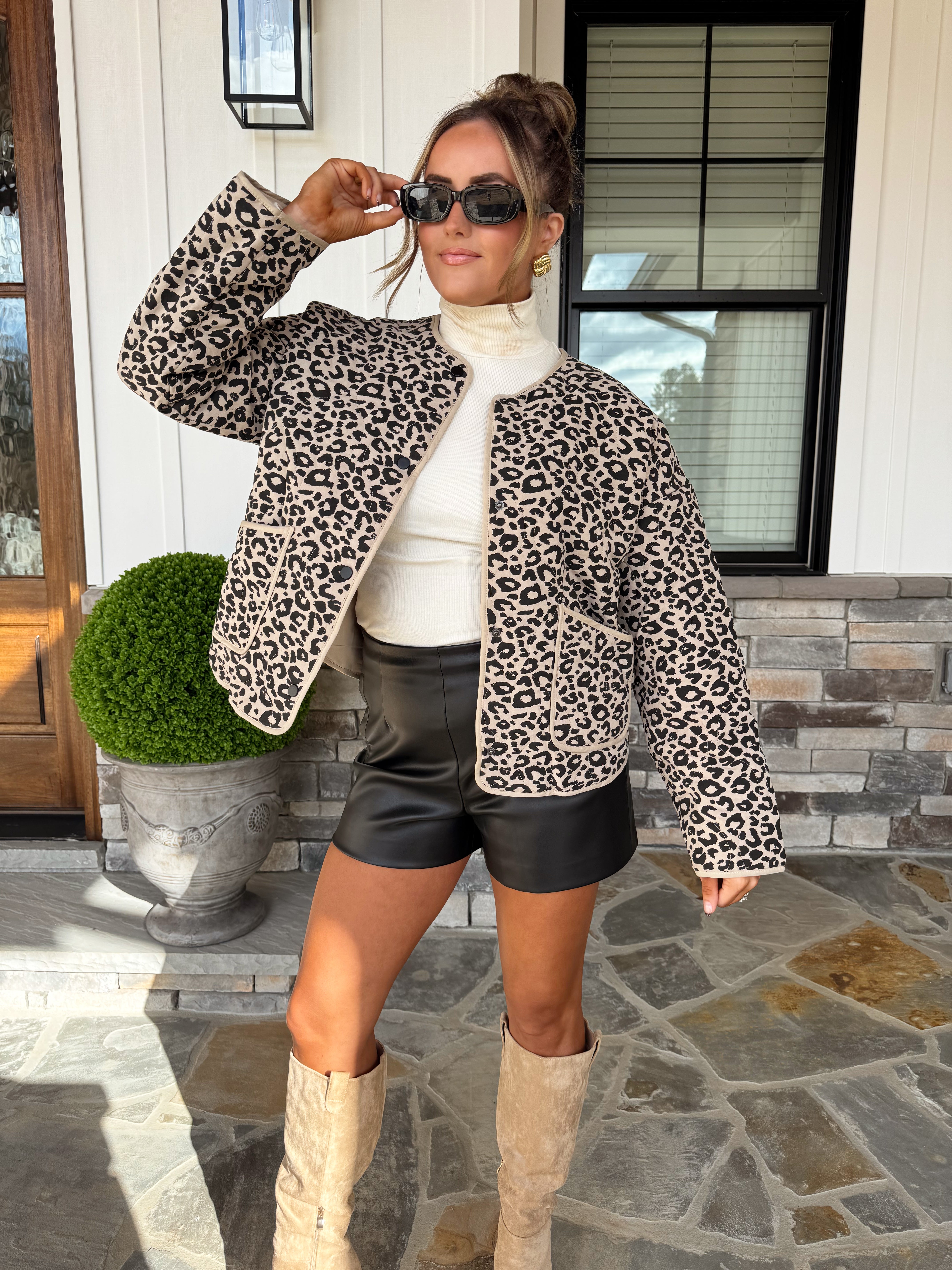 Leopard Quilted Puffer Jacket