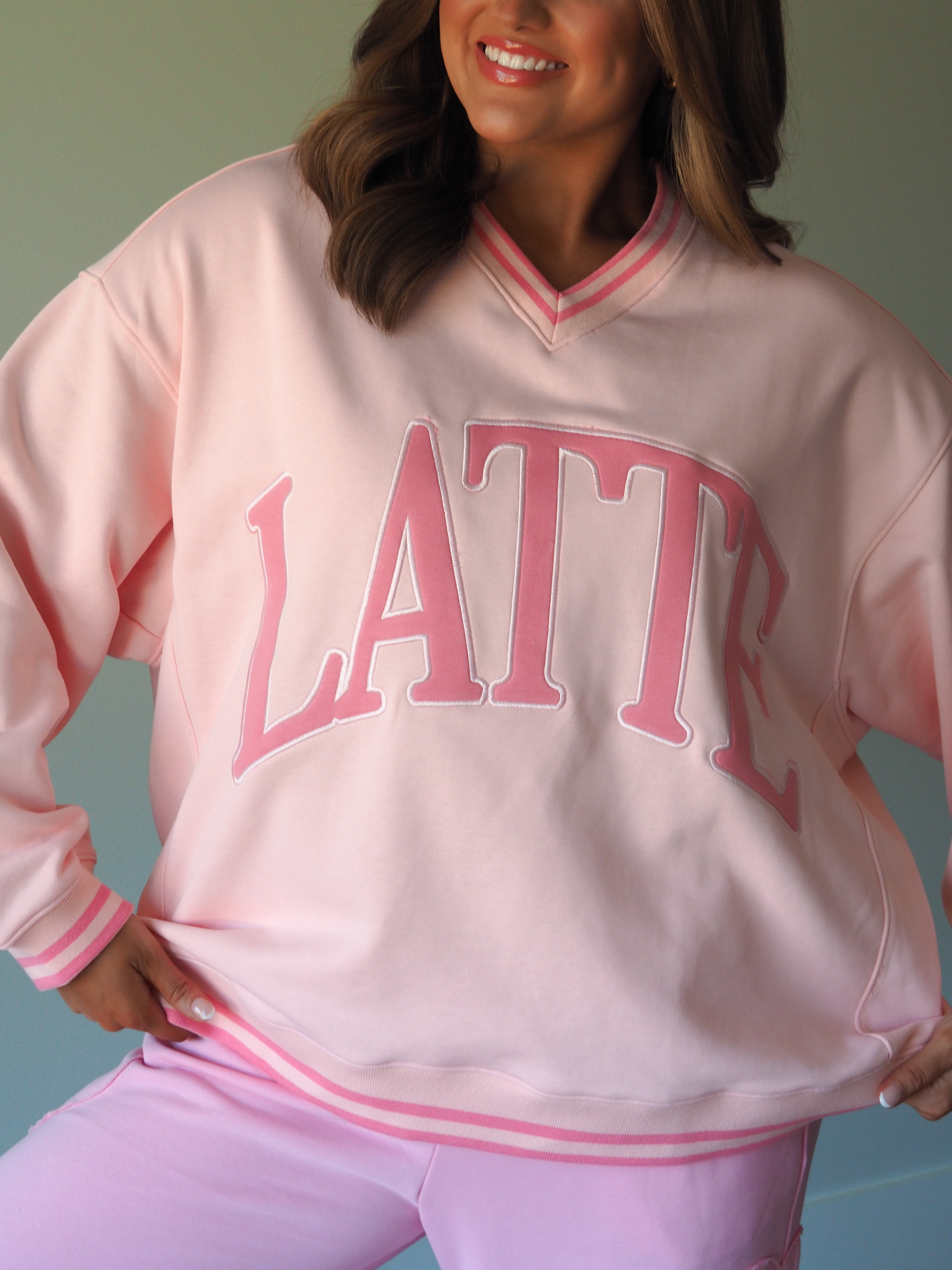 Pretty In Pink Latte Crewneck
