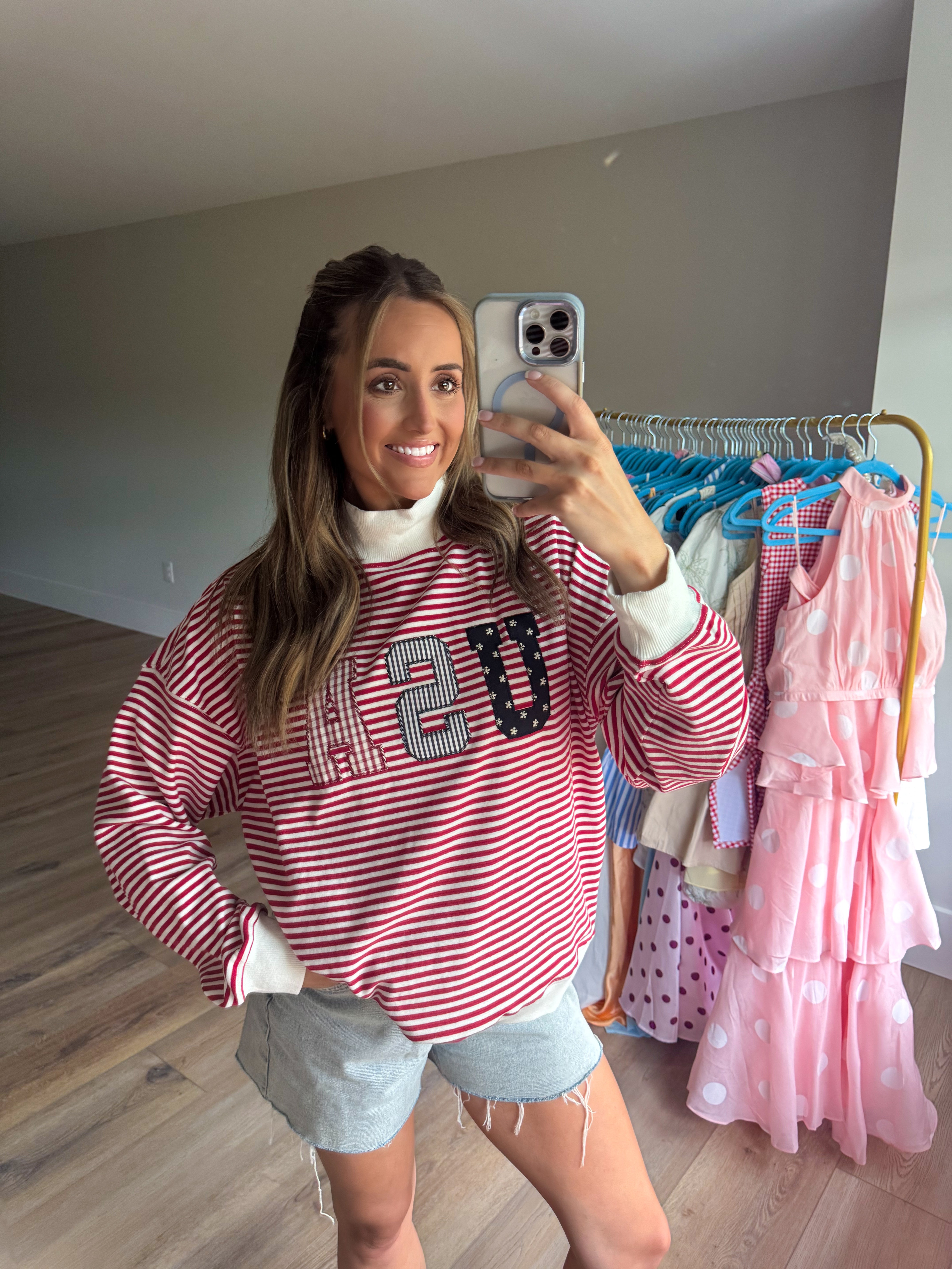 USA Stripe Mockneck Sweatshirt