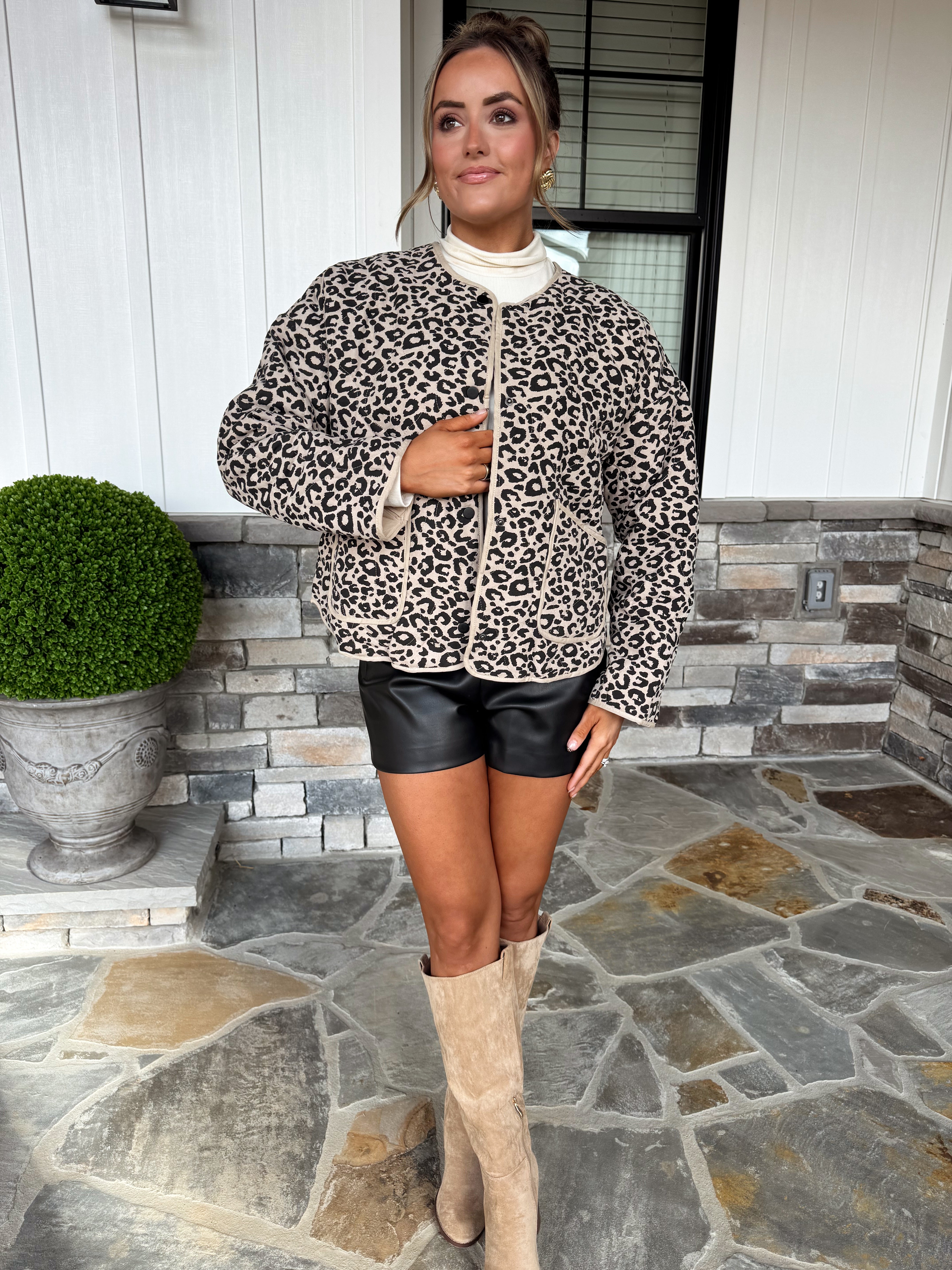 Leopard Quilted Puffer Jacket