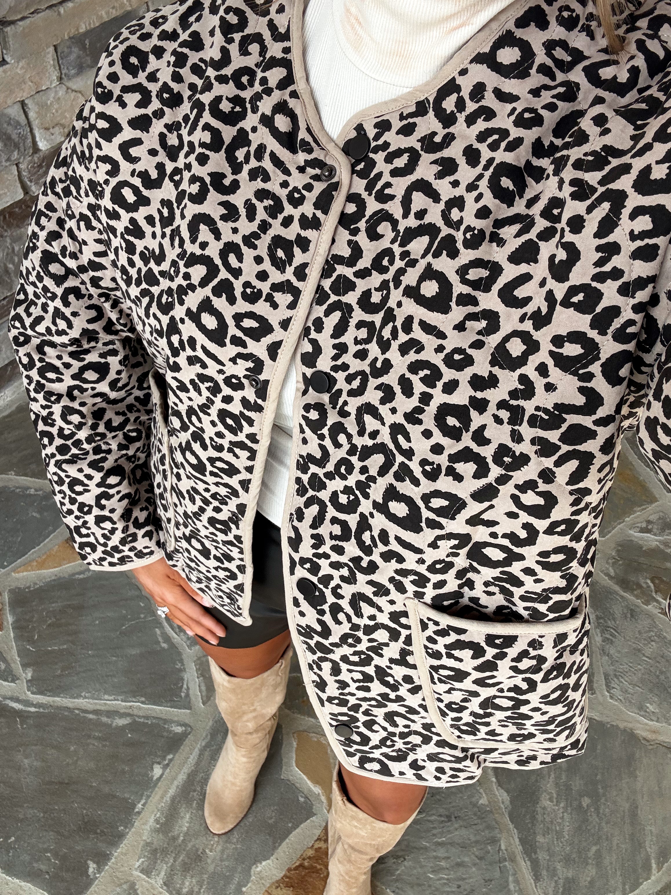 Leopard Quilted Puffer Jacket