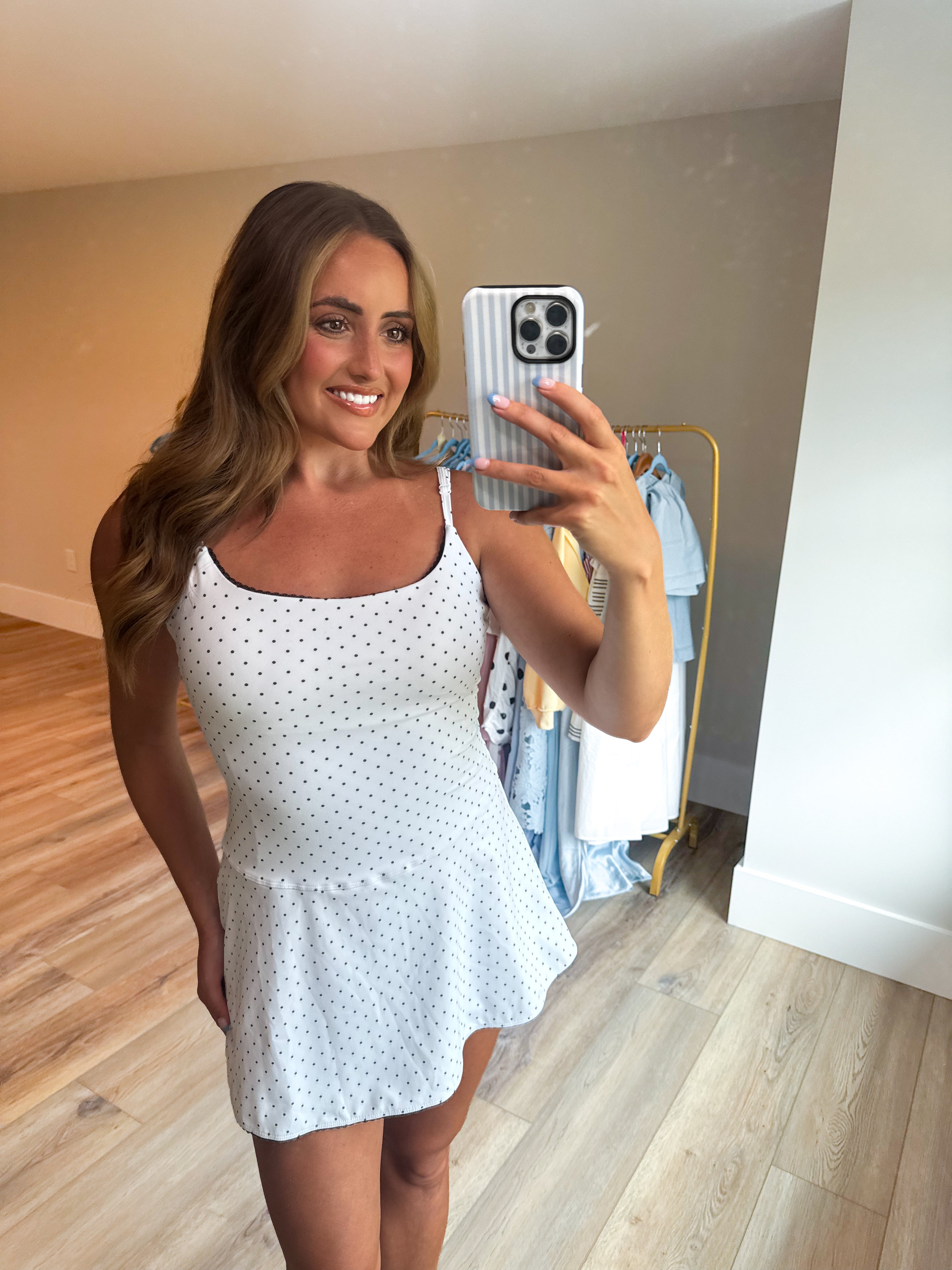 Polka Dot Lace Trim Ruffle Mini Dress