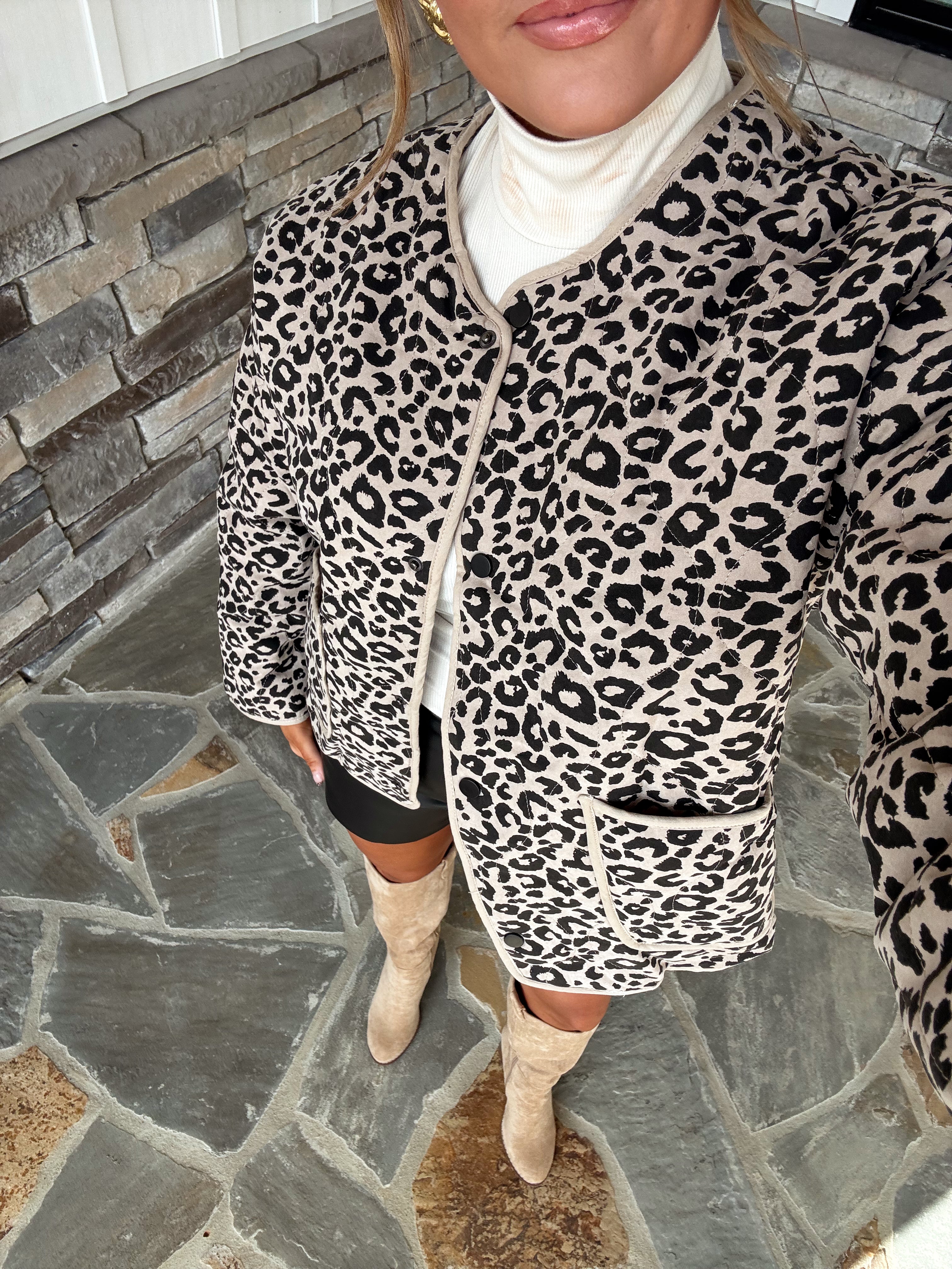 Leopard Quilted Puffer Jacket