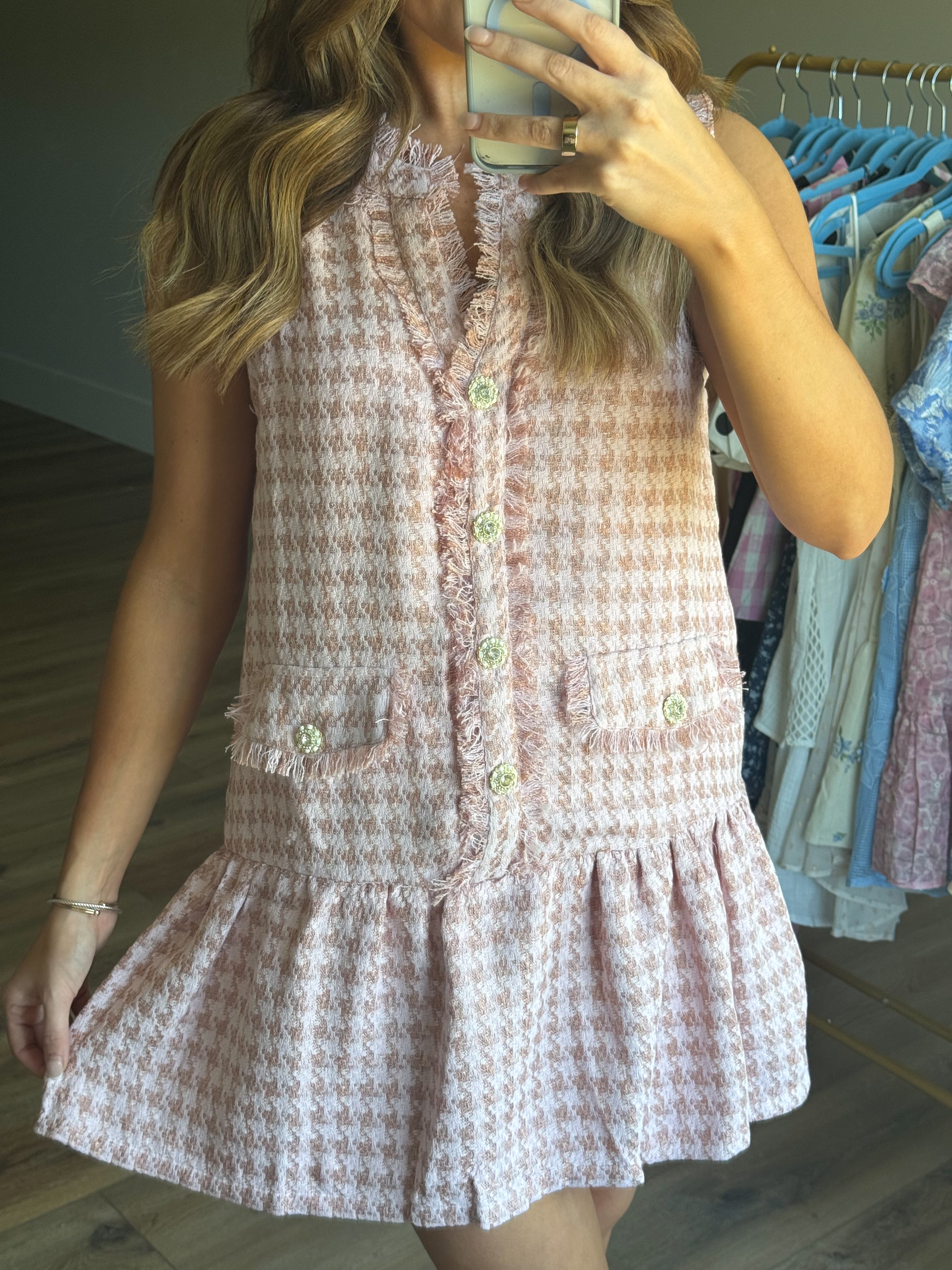 The Blush Houndstooth Dress