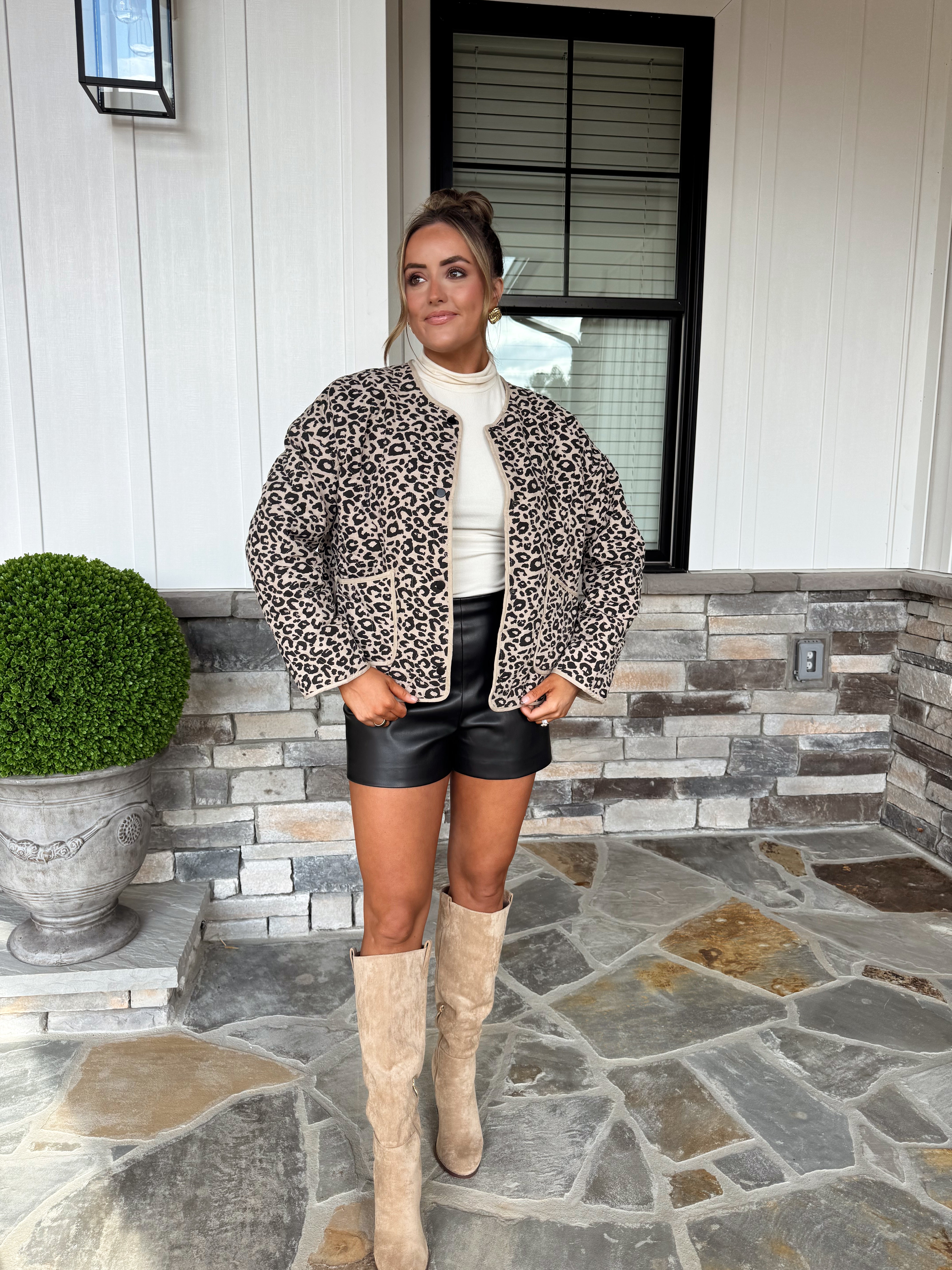 Leopard Quilted Puffer Jacket