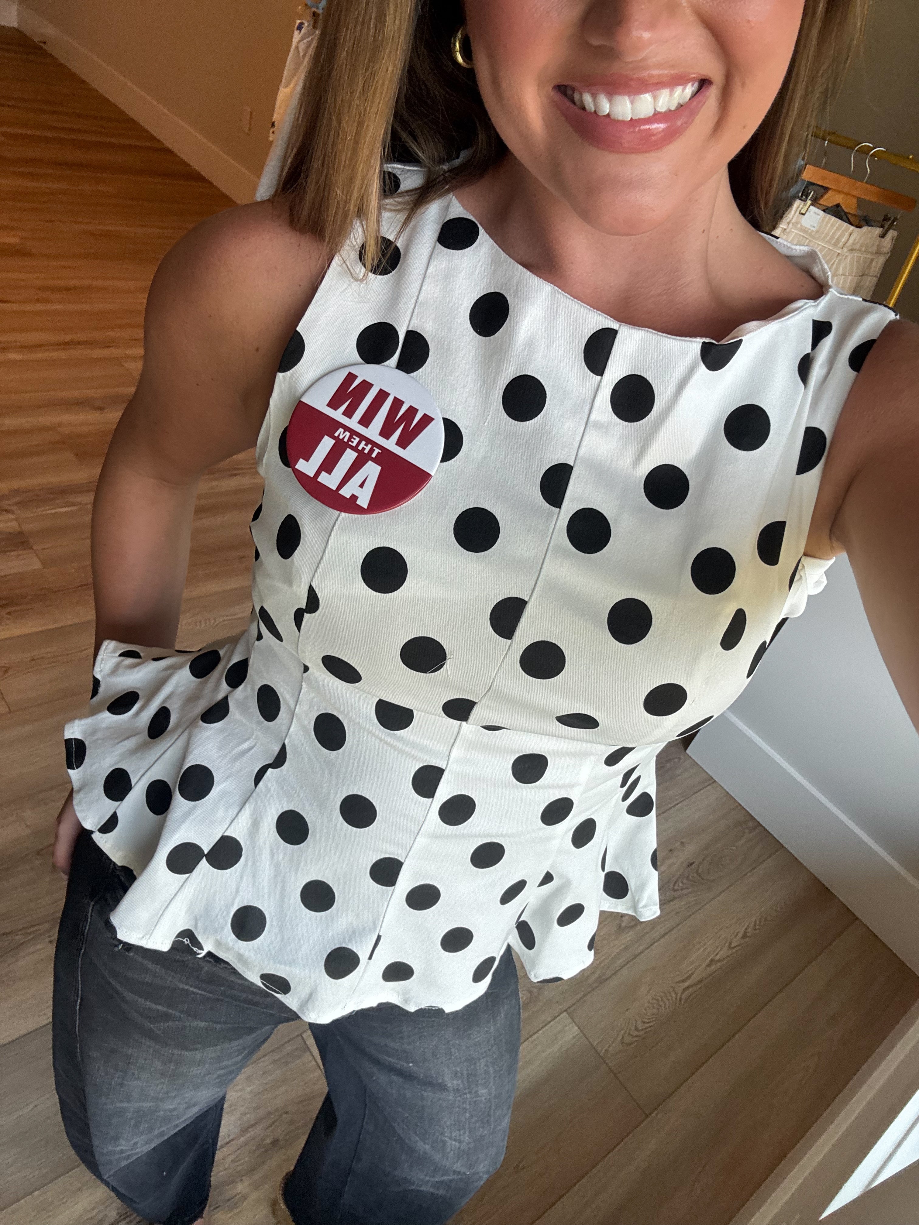 Dot Print Denim Top