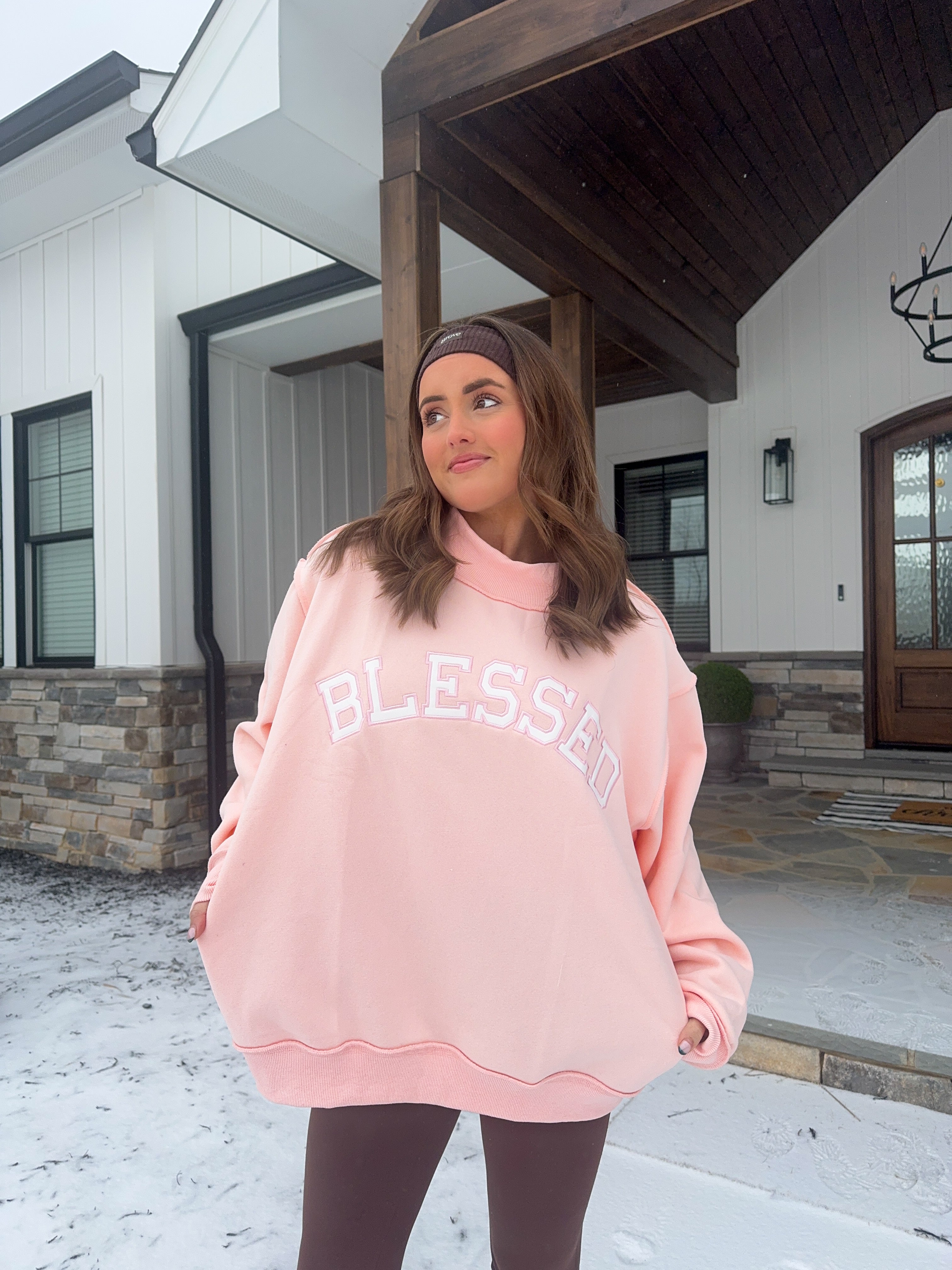 'Blessed' Embroidered Mockneck