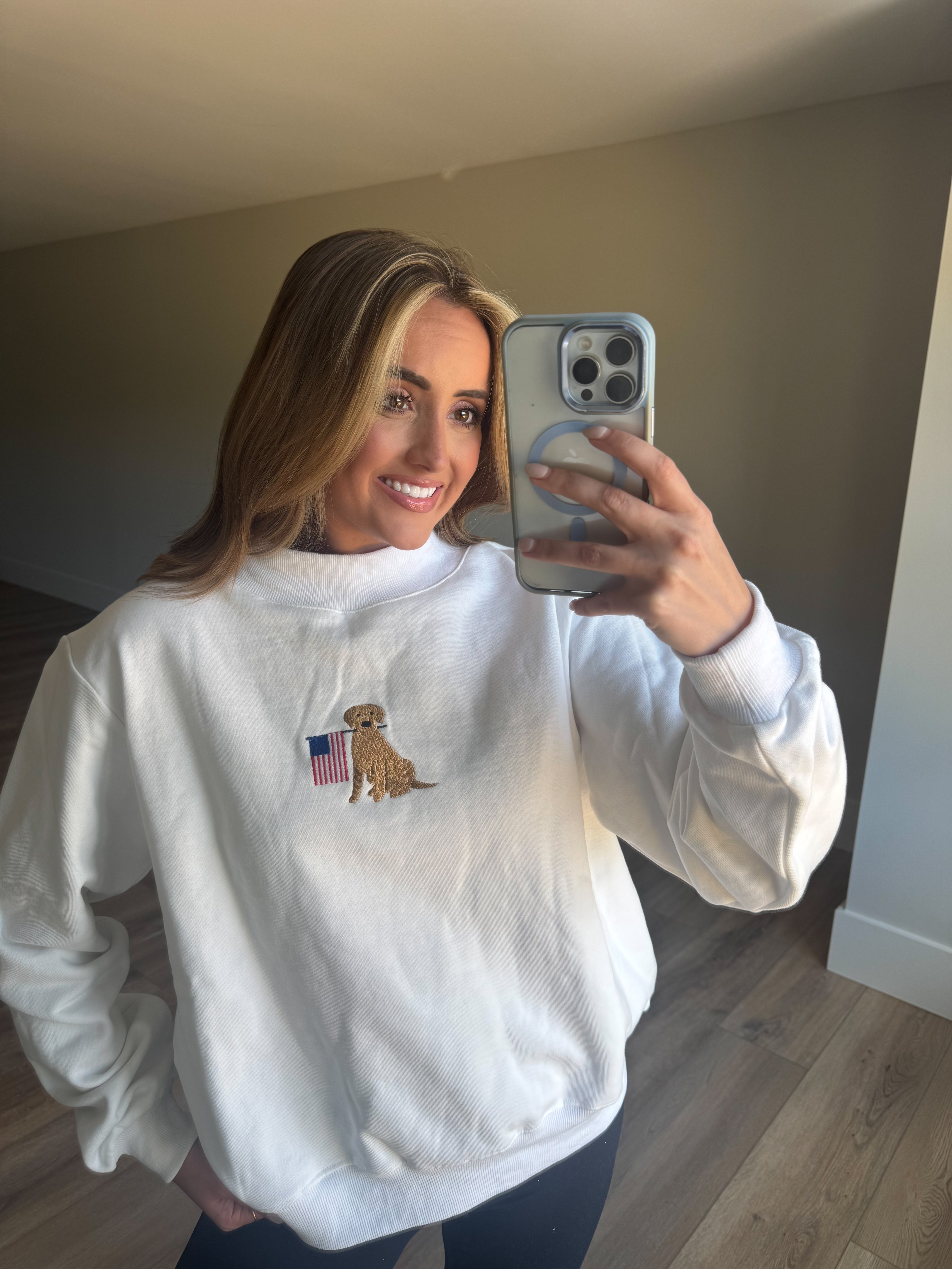 White American Flag Dog Mockneck Sweatshirt