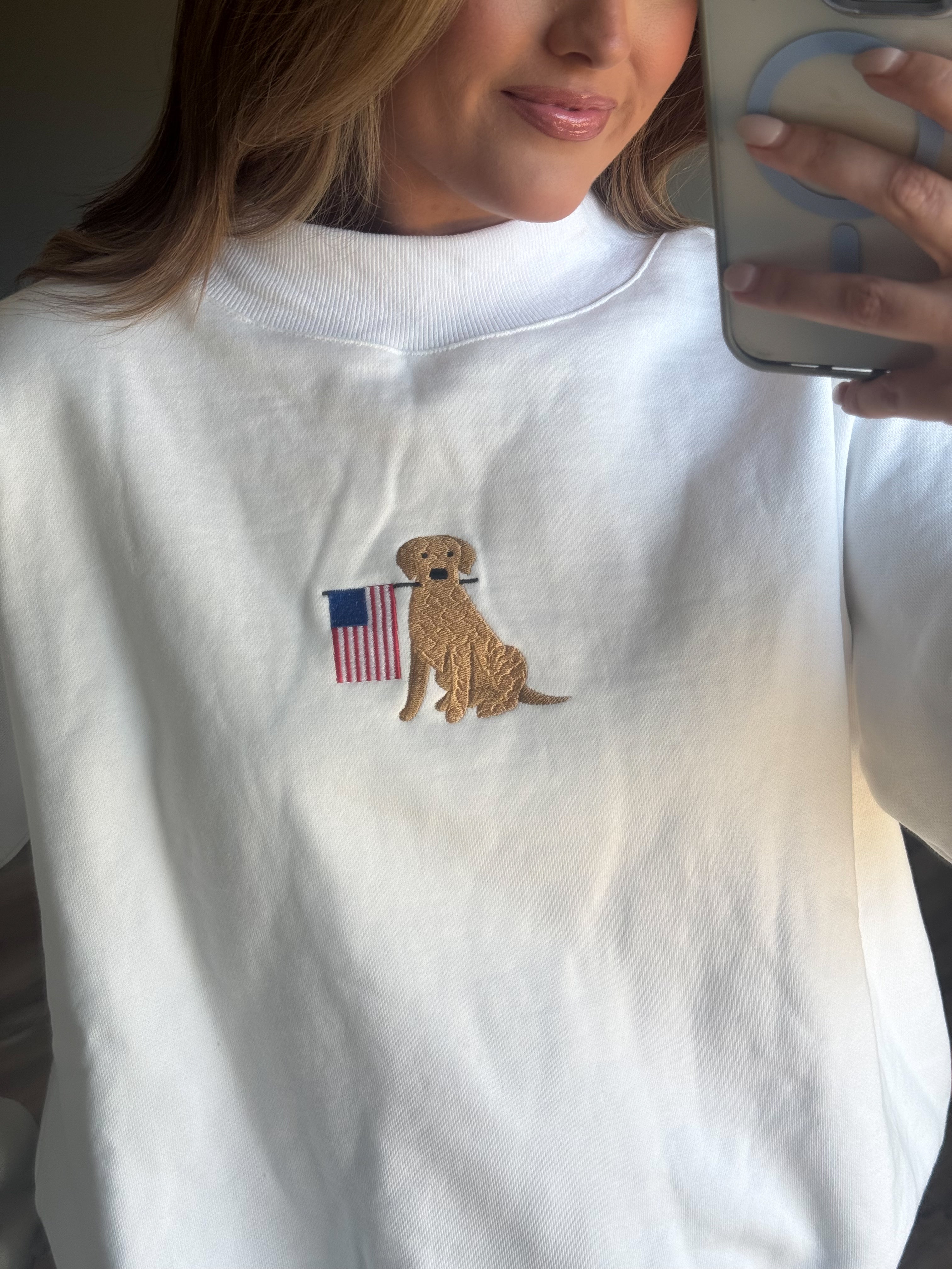 White American Flag Dog Mockneck Sweatshirt