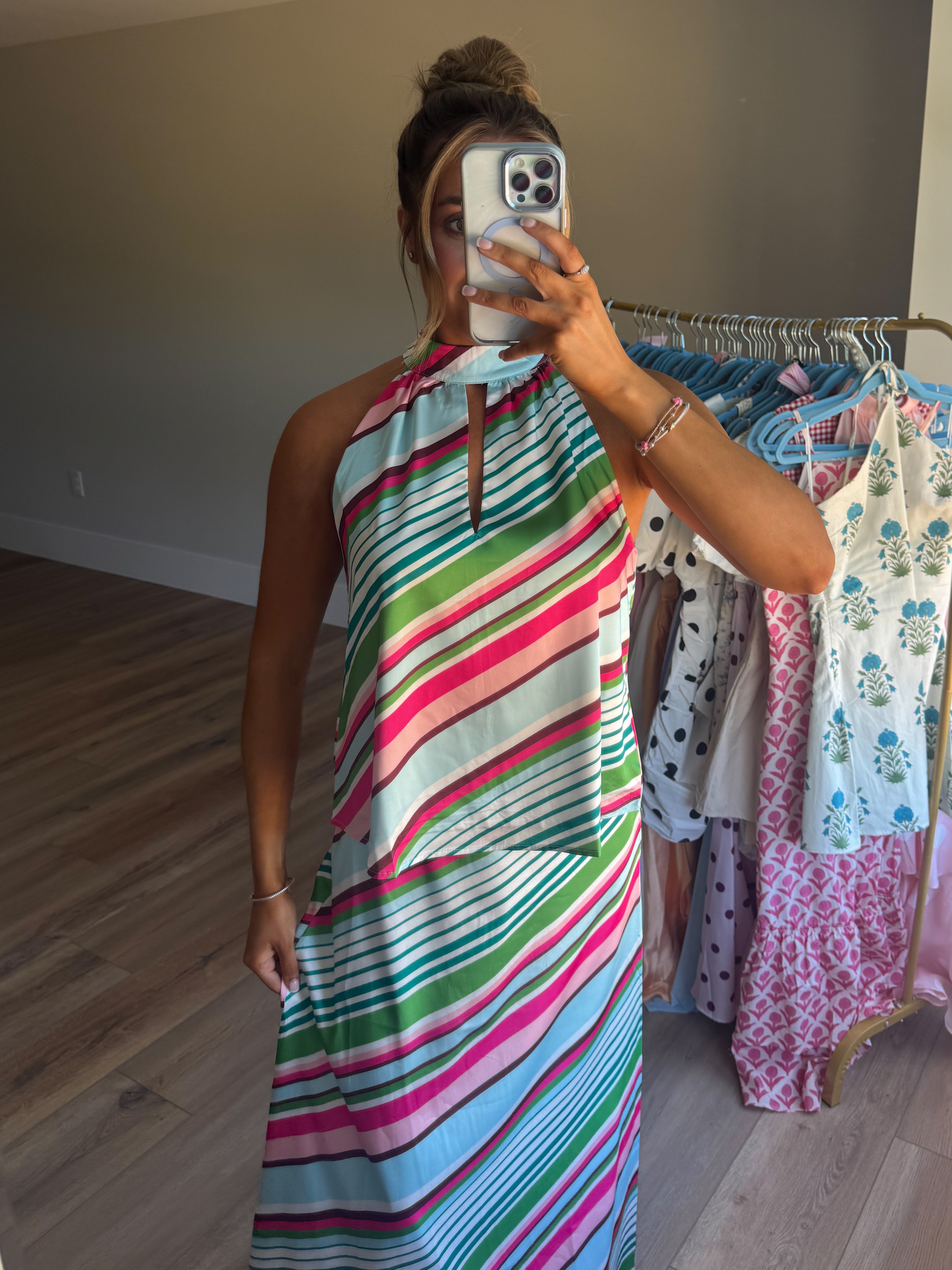 The Tulum Stripe Halter Top
