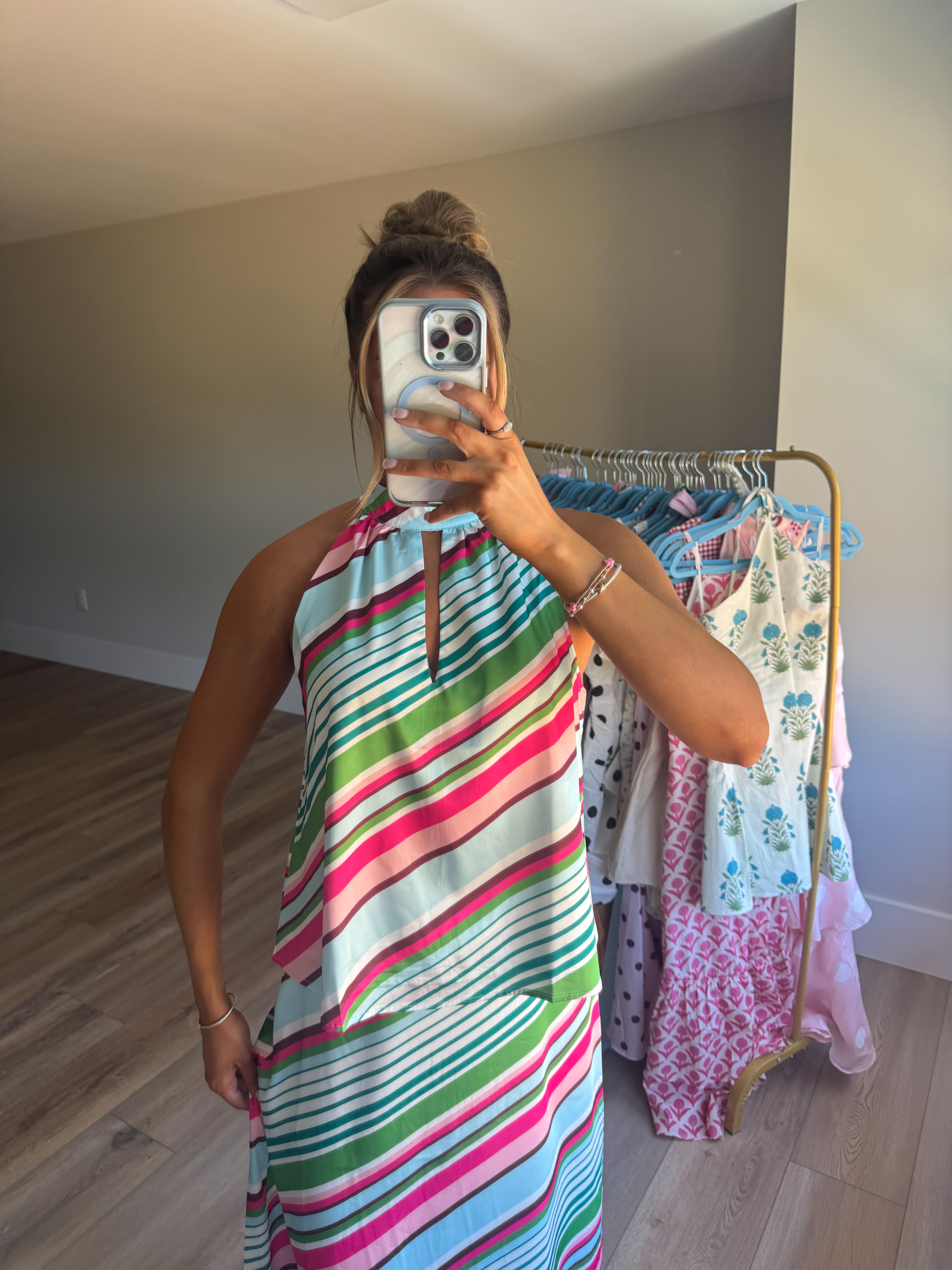 The Tulum Stripe Halter Top