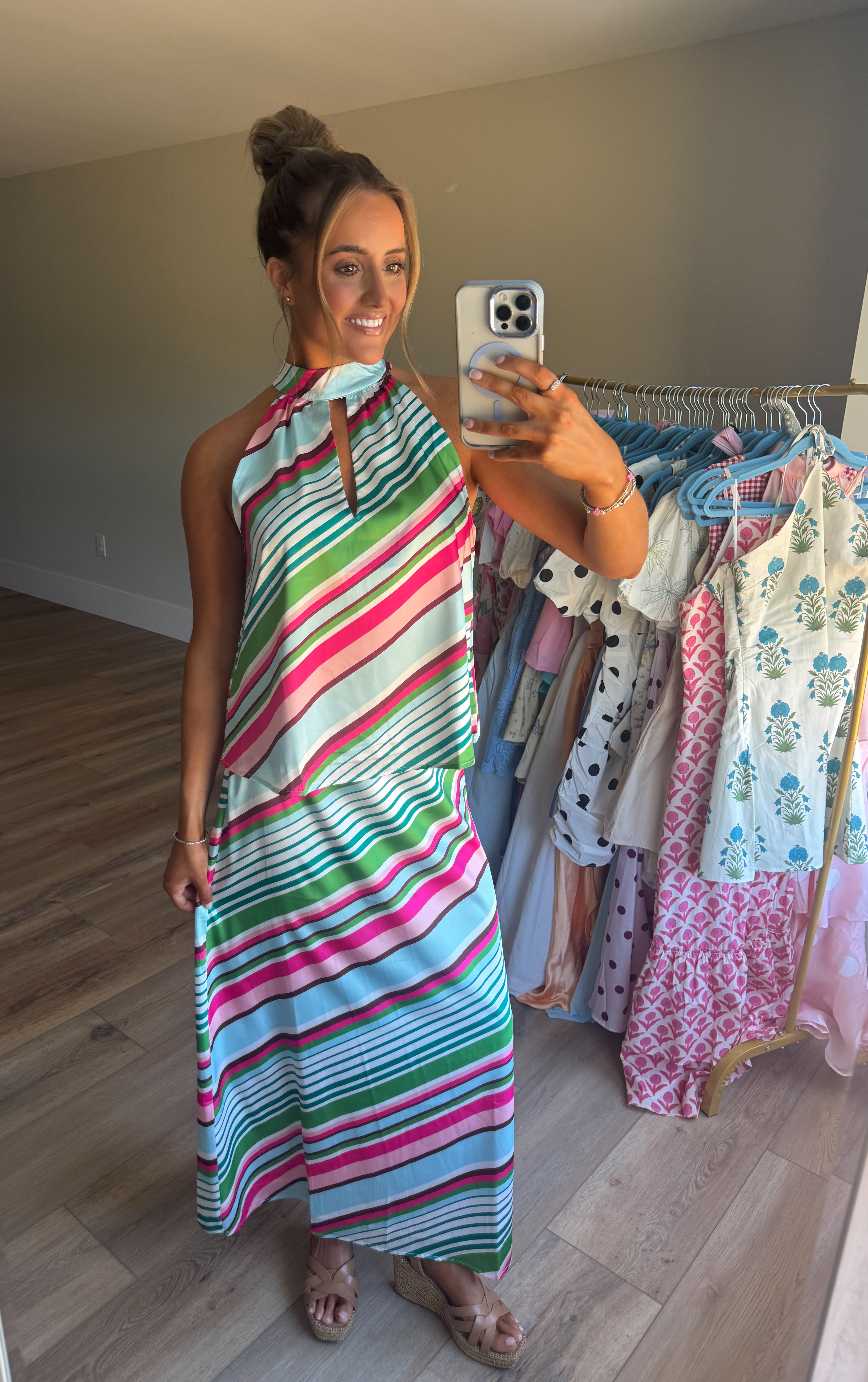 The Tulum Stripe Halter Top